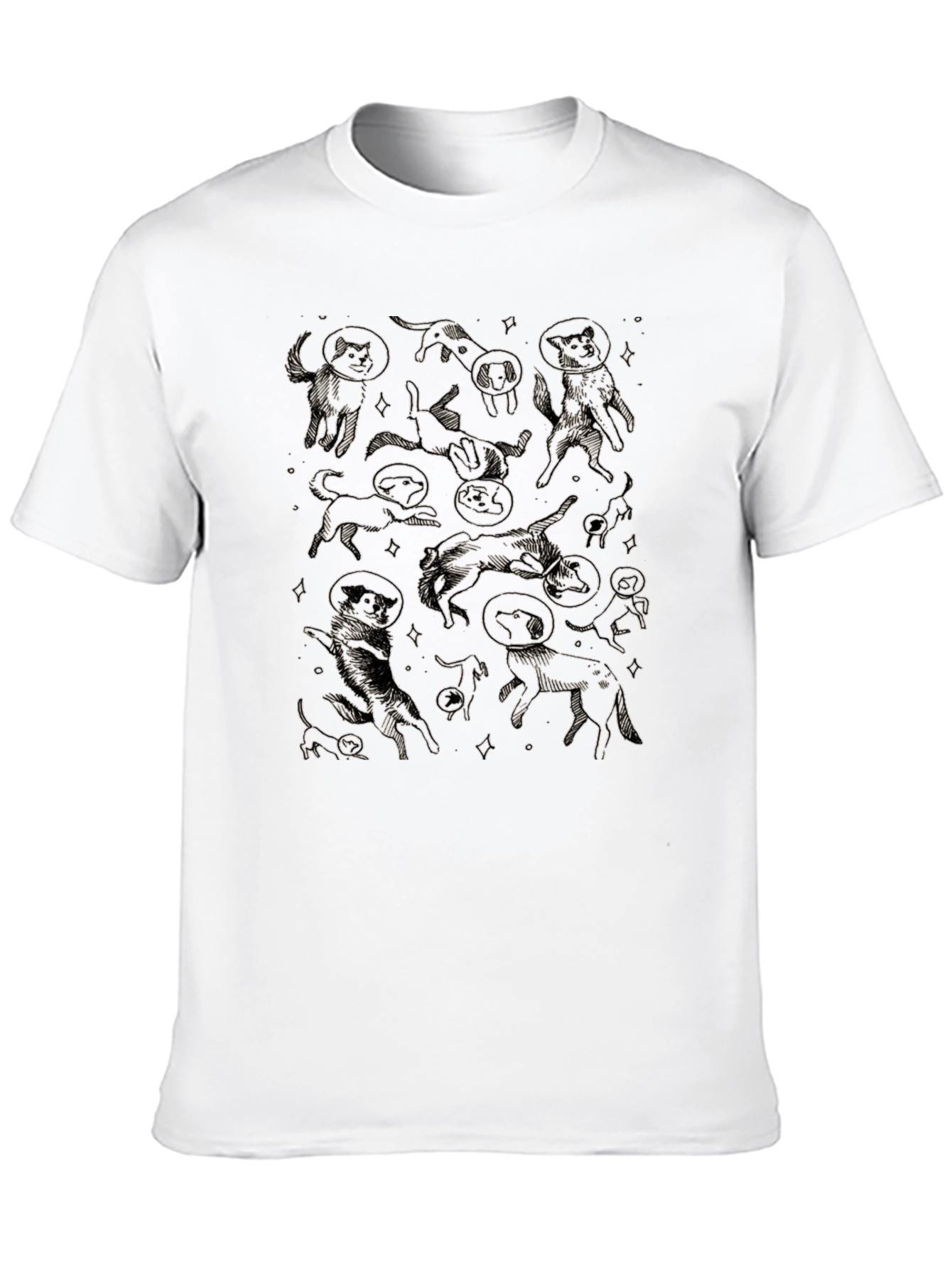 Space Dog Graphic Tee - Black Cotton Comfort