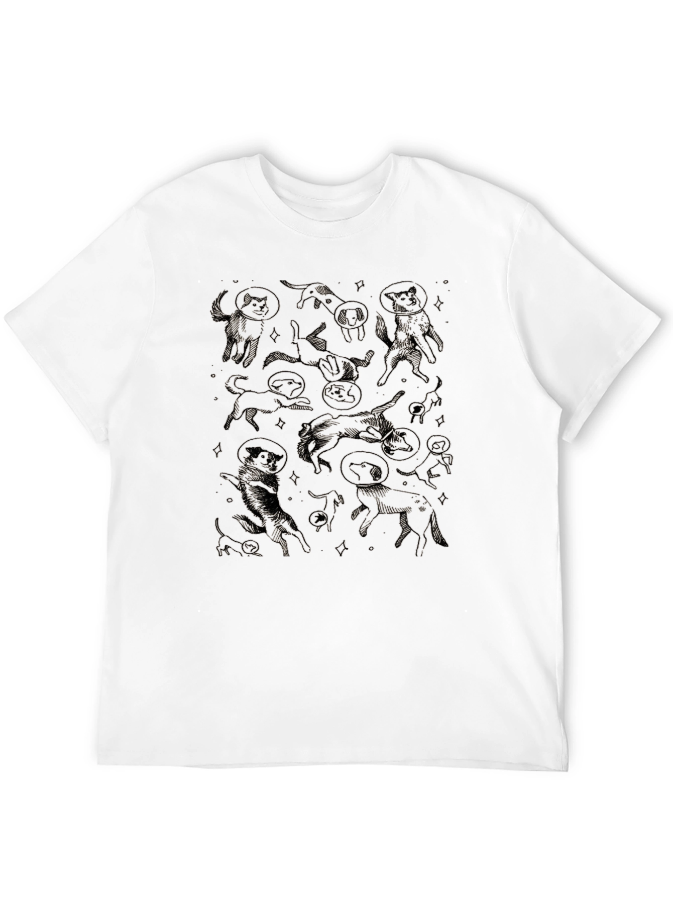 Space Dog Graphic Tee - Black Cotton Comfort