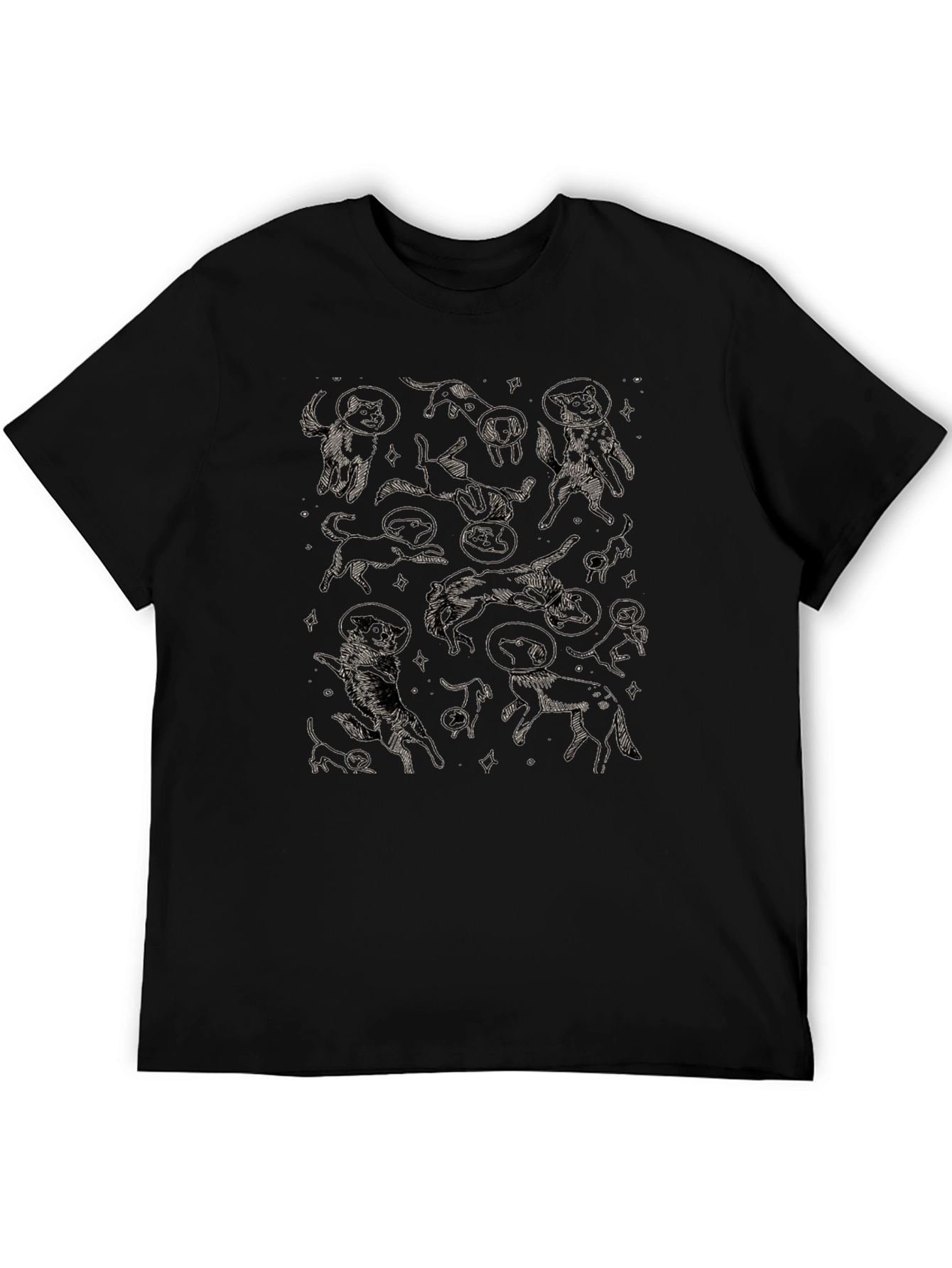 Space Dog Graphic Tee - Black Cotton Comfort
