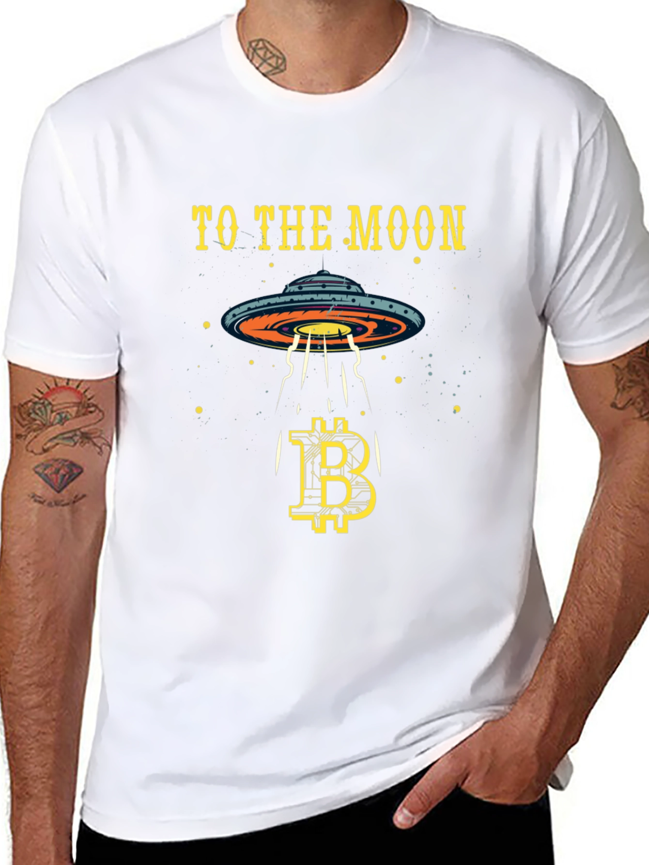 Bitcoin to the Moon T-Shirt Crypto Alien UFO