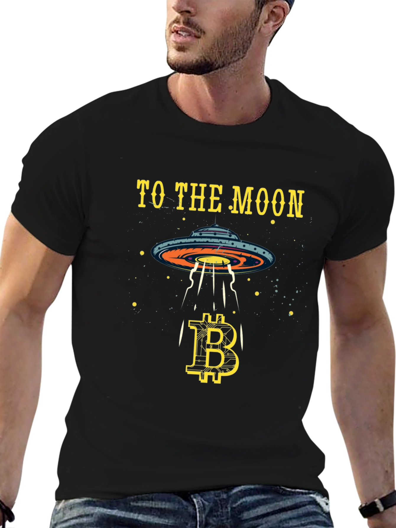 Bitcoin to the Moon T-Shirt Crypto Alien UFO