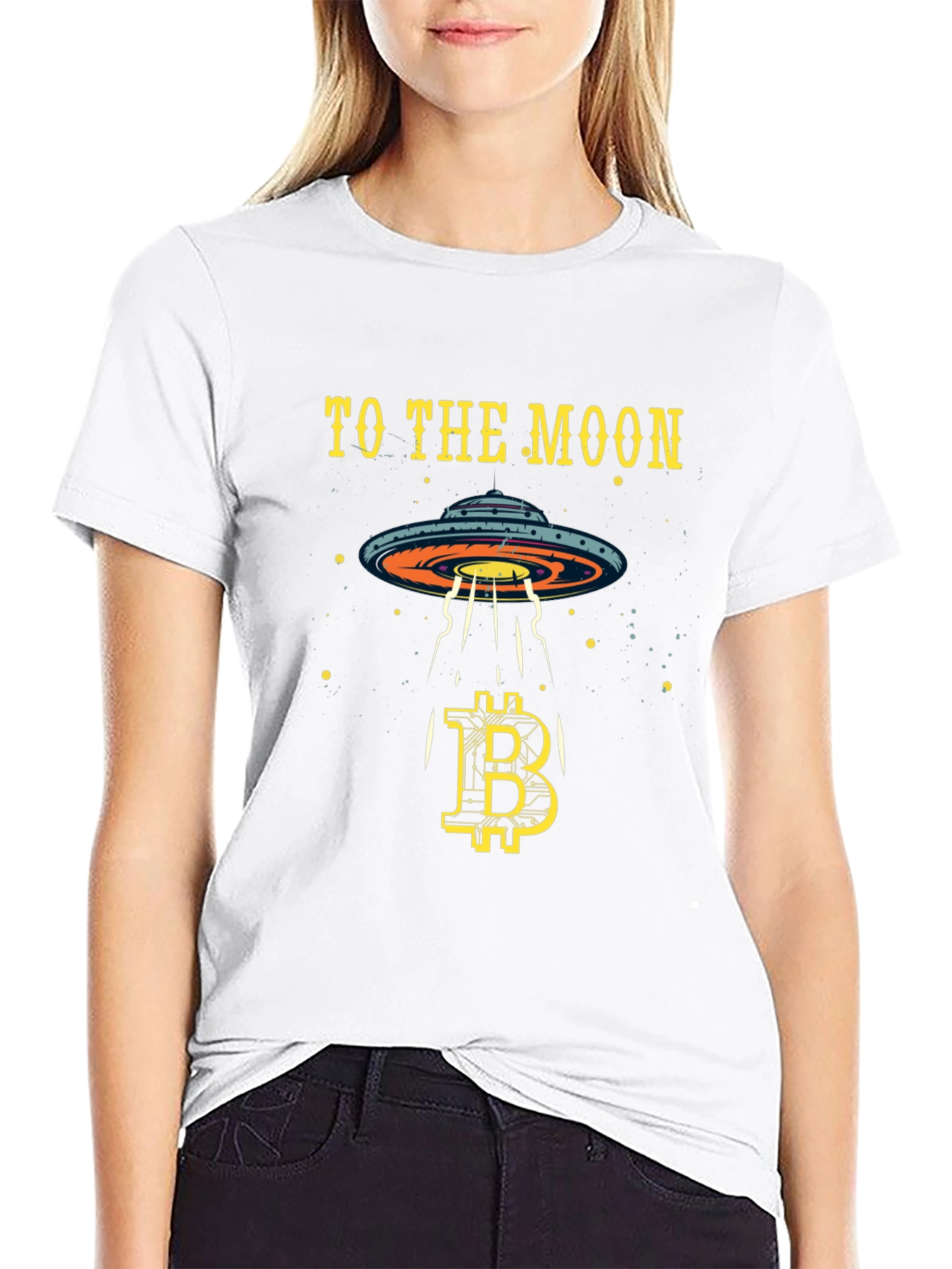 Bitcoin to the Moon T-Shirt Crypto Alien UFO