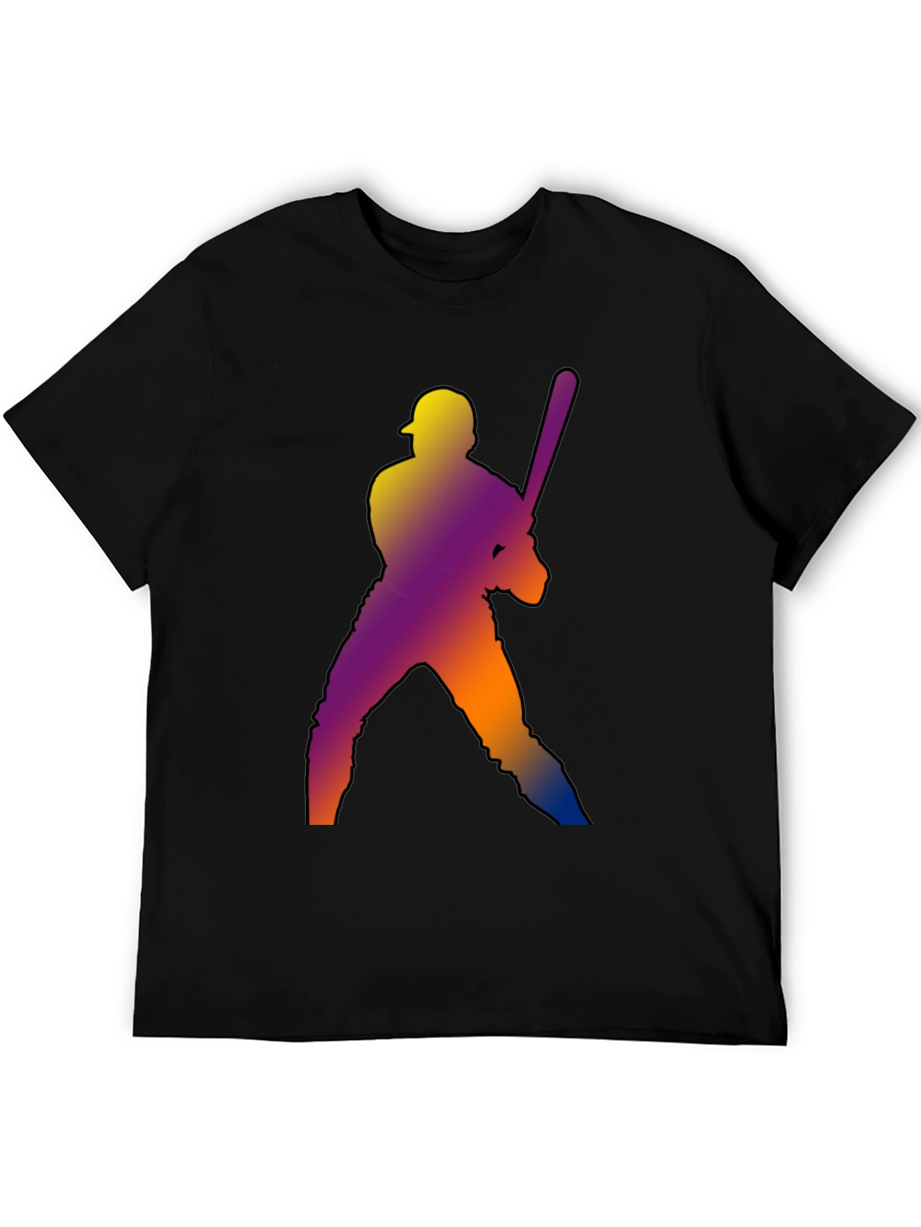 Baseball Player Graphic Tee - Black Cotton Shirt