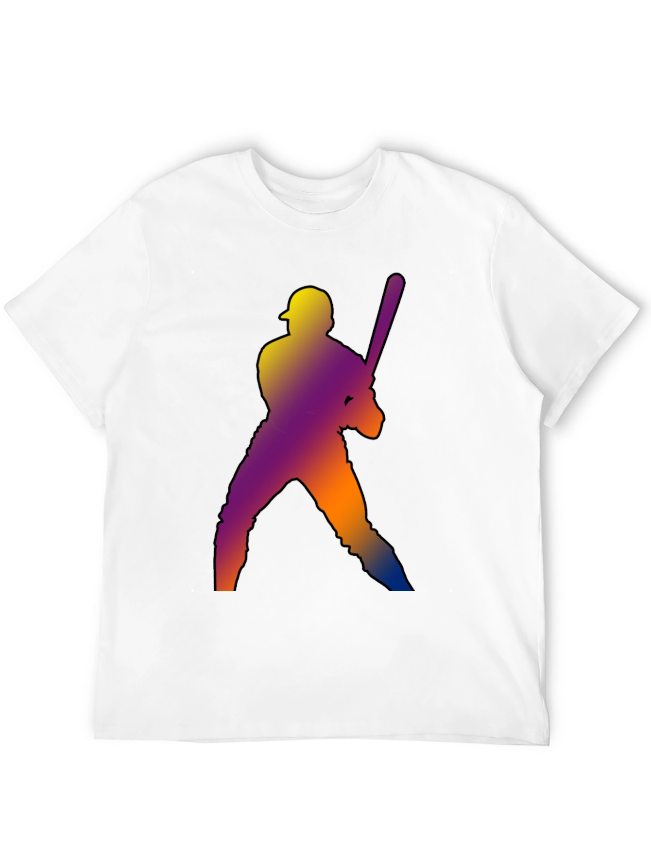 Baseball Player Graphic Tee - Black Cotton Shirt