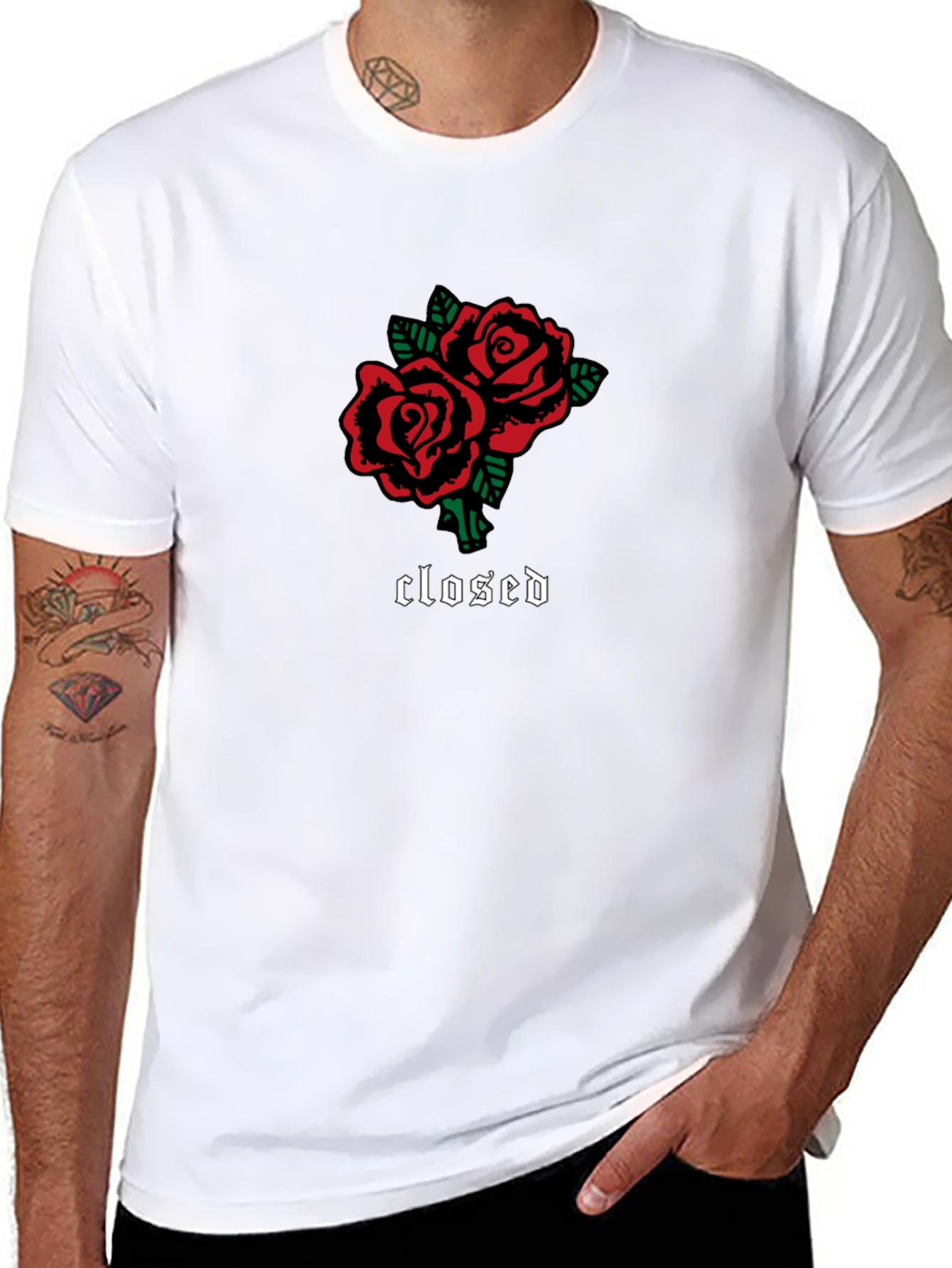 Roses Graphic Black T-Shirt - Closed Gothic Print