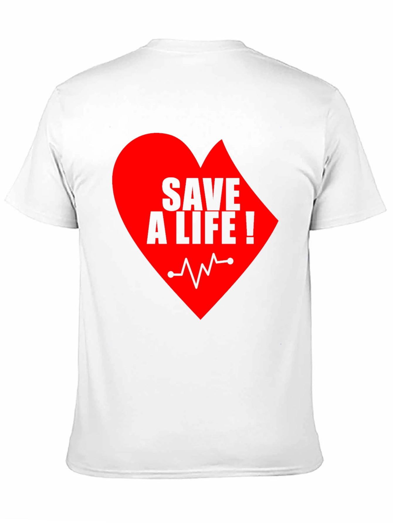 Save A Life Heartbeat T-Shirt - Black Crew Neck