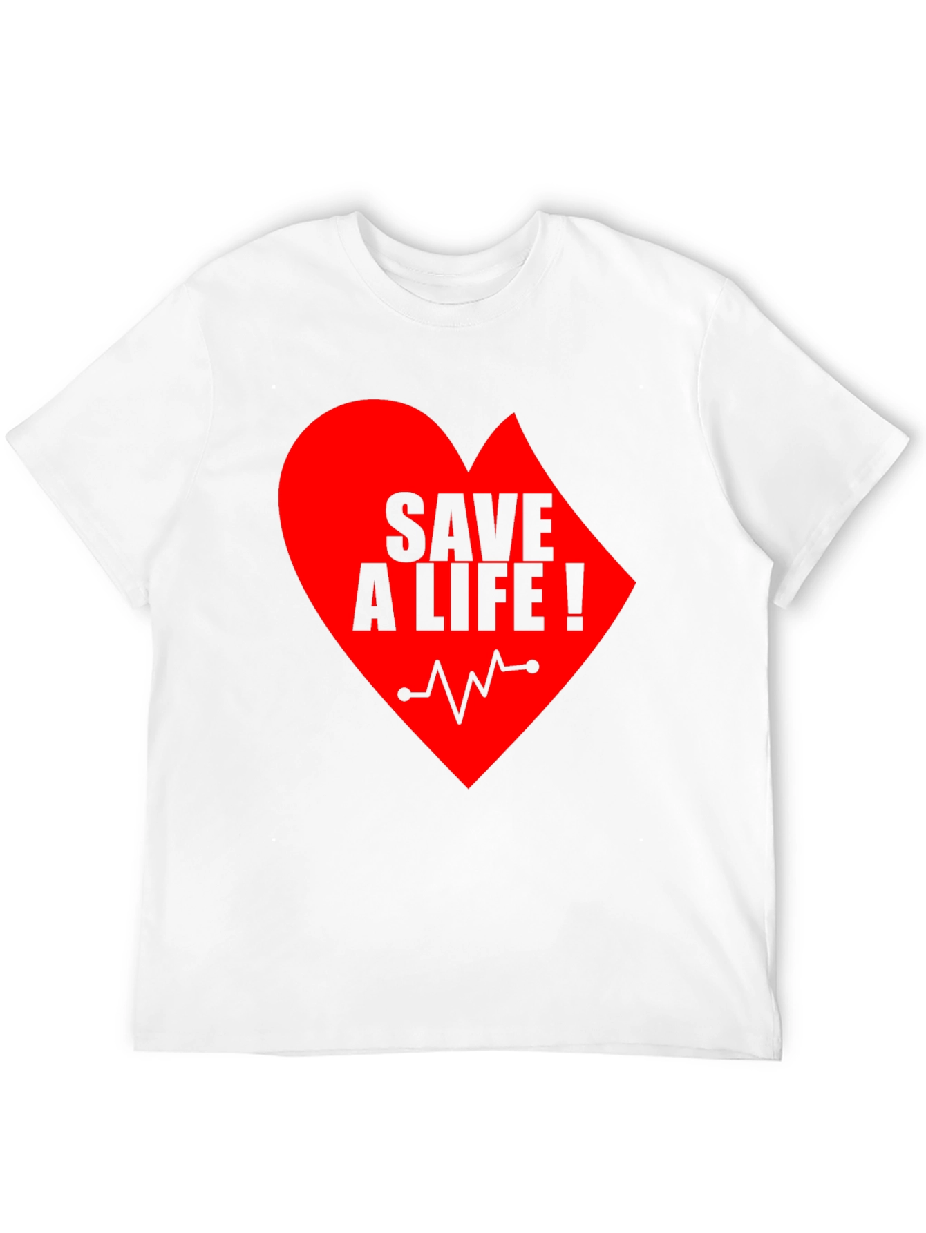 Save A Life Heartbeat T-Shirt - Black Crew Neck