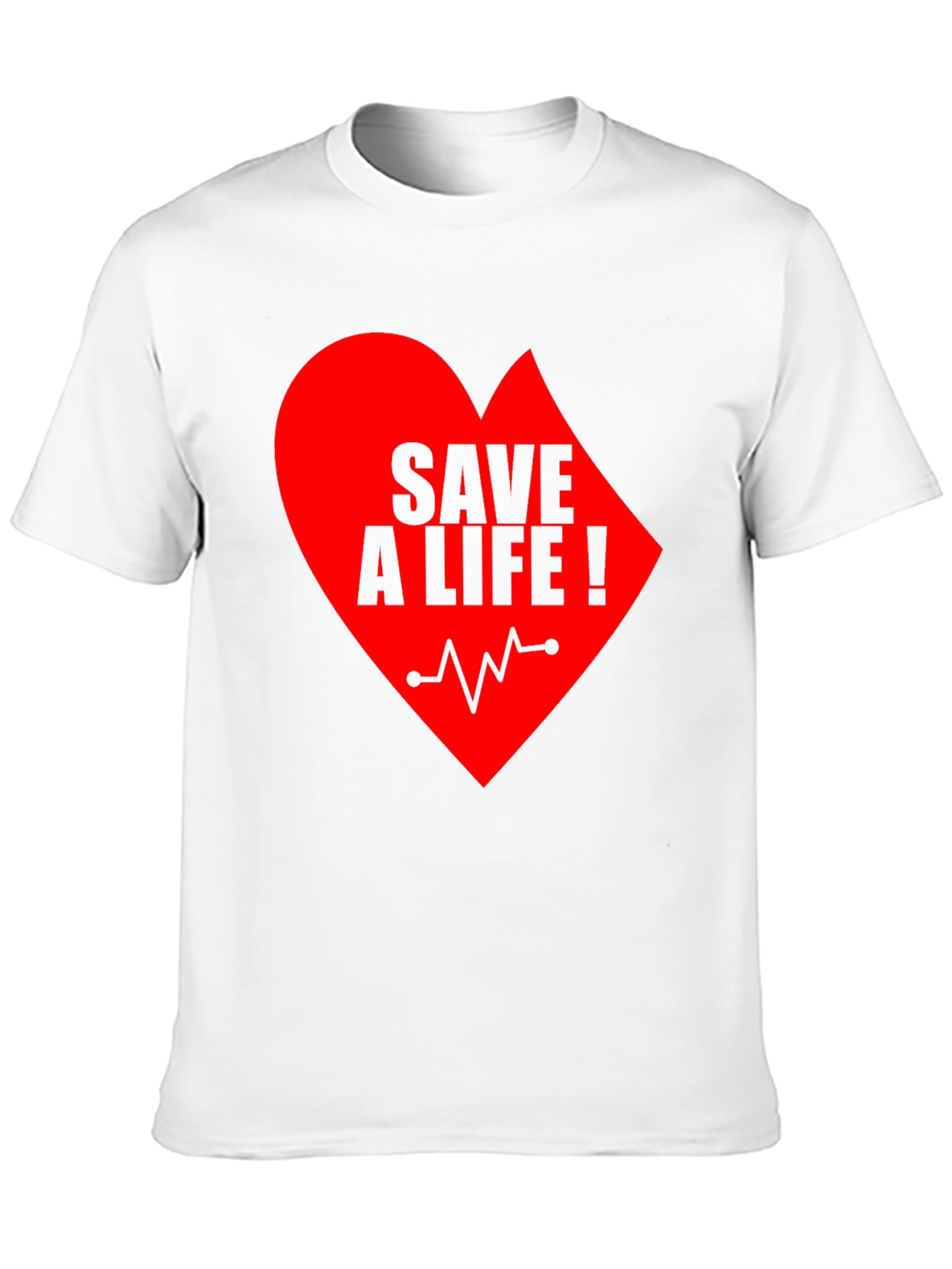 Save A Life Heartbeat T-Shirt - Black Crew Neck