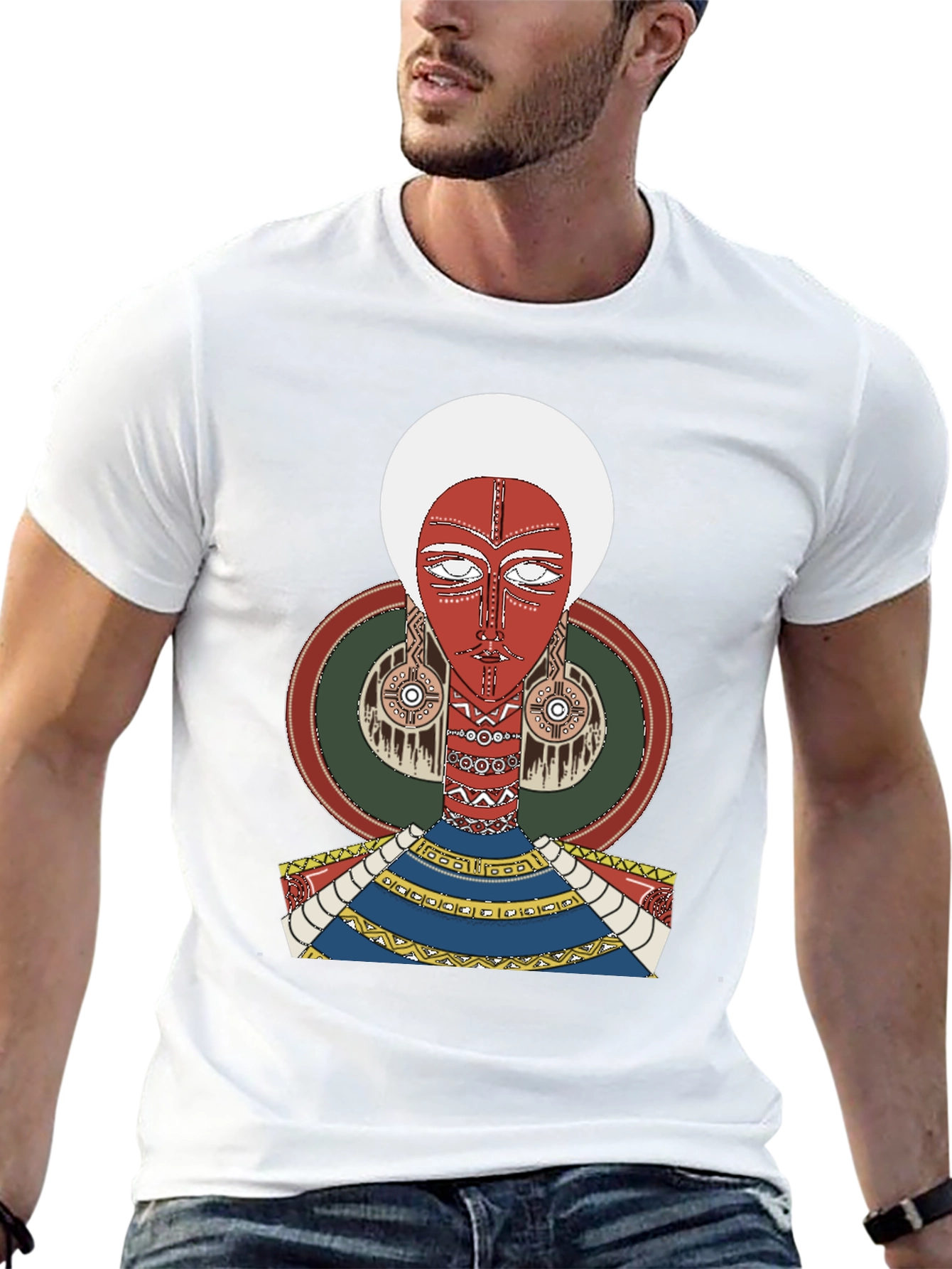 Artistic Tribal Graphic Print Black T-Shirt