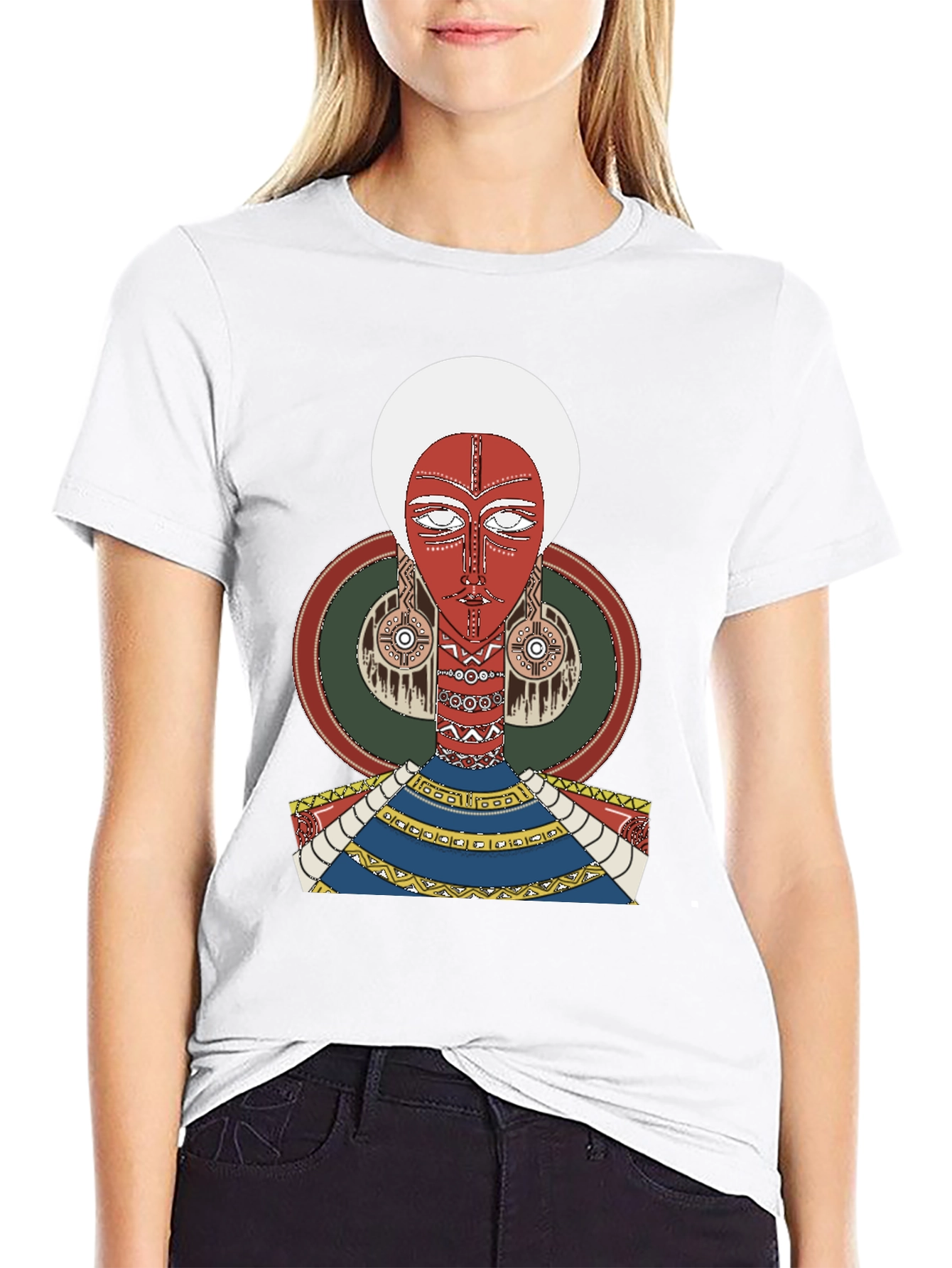 Artistic Tribal Graphic Print Black T-Shirt
