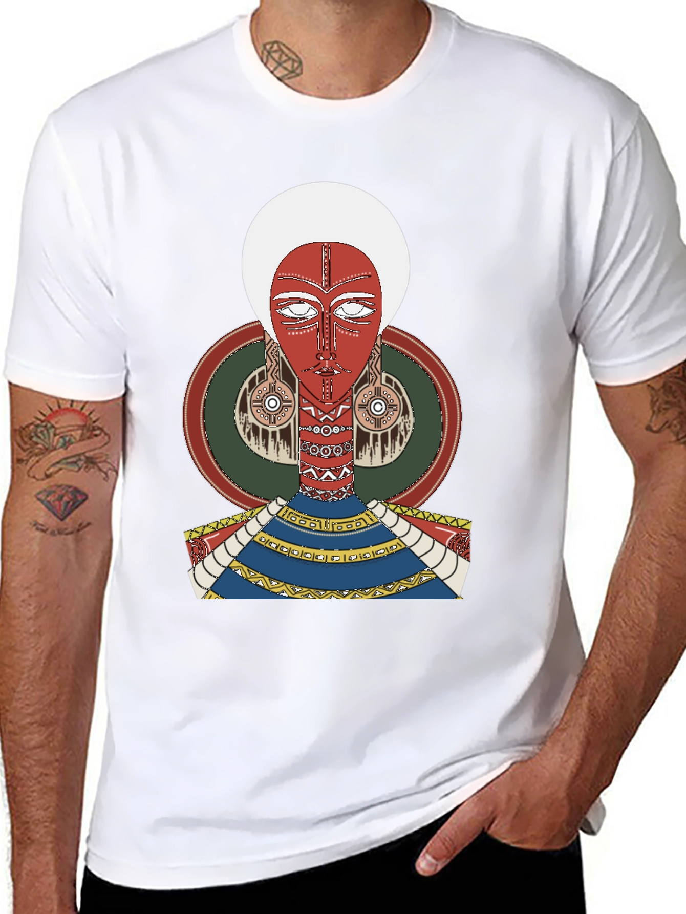 Artistic Tribal Graphic Print Black T-Shirt