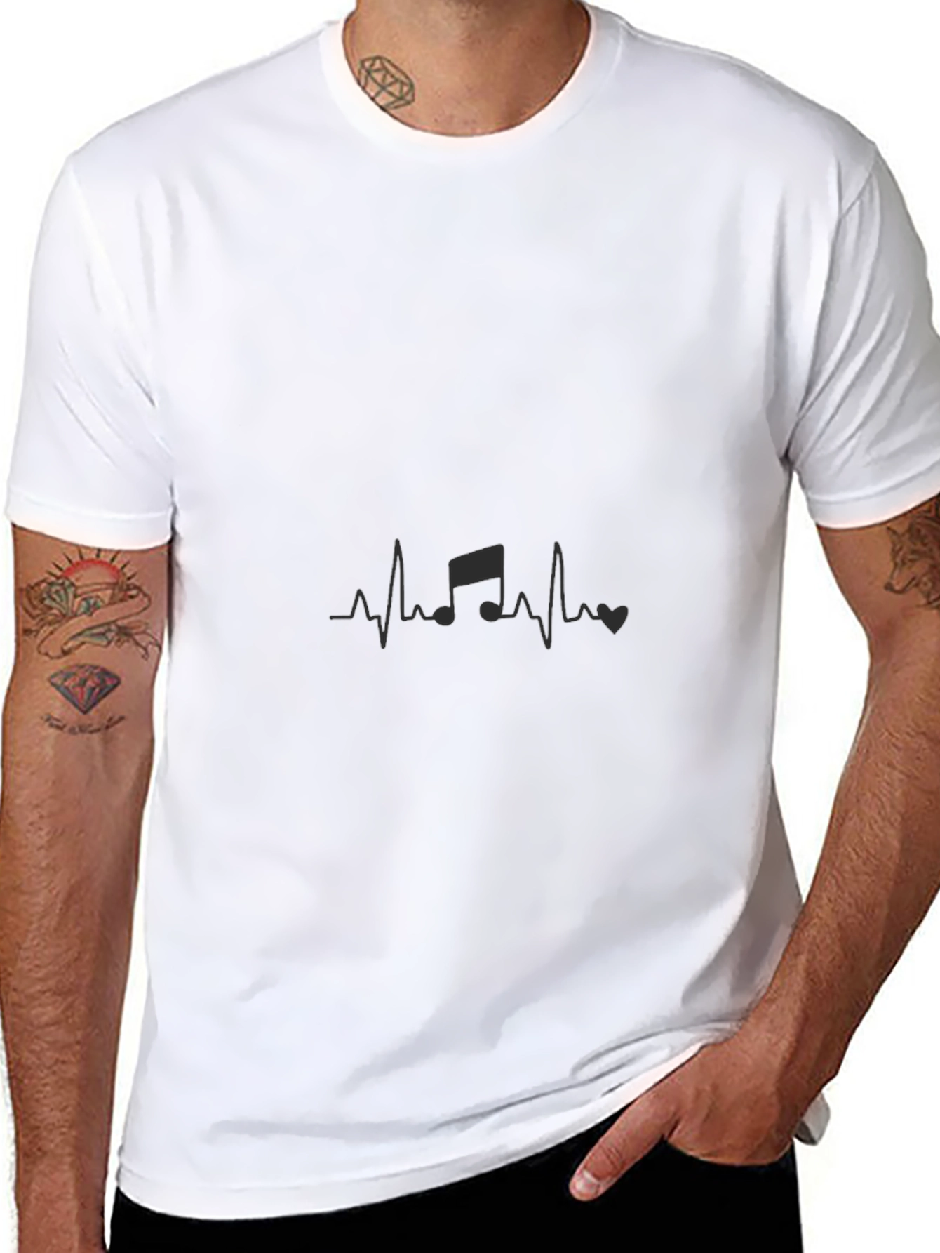 Music Heartbeat Black T-Shirt