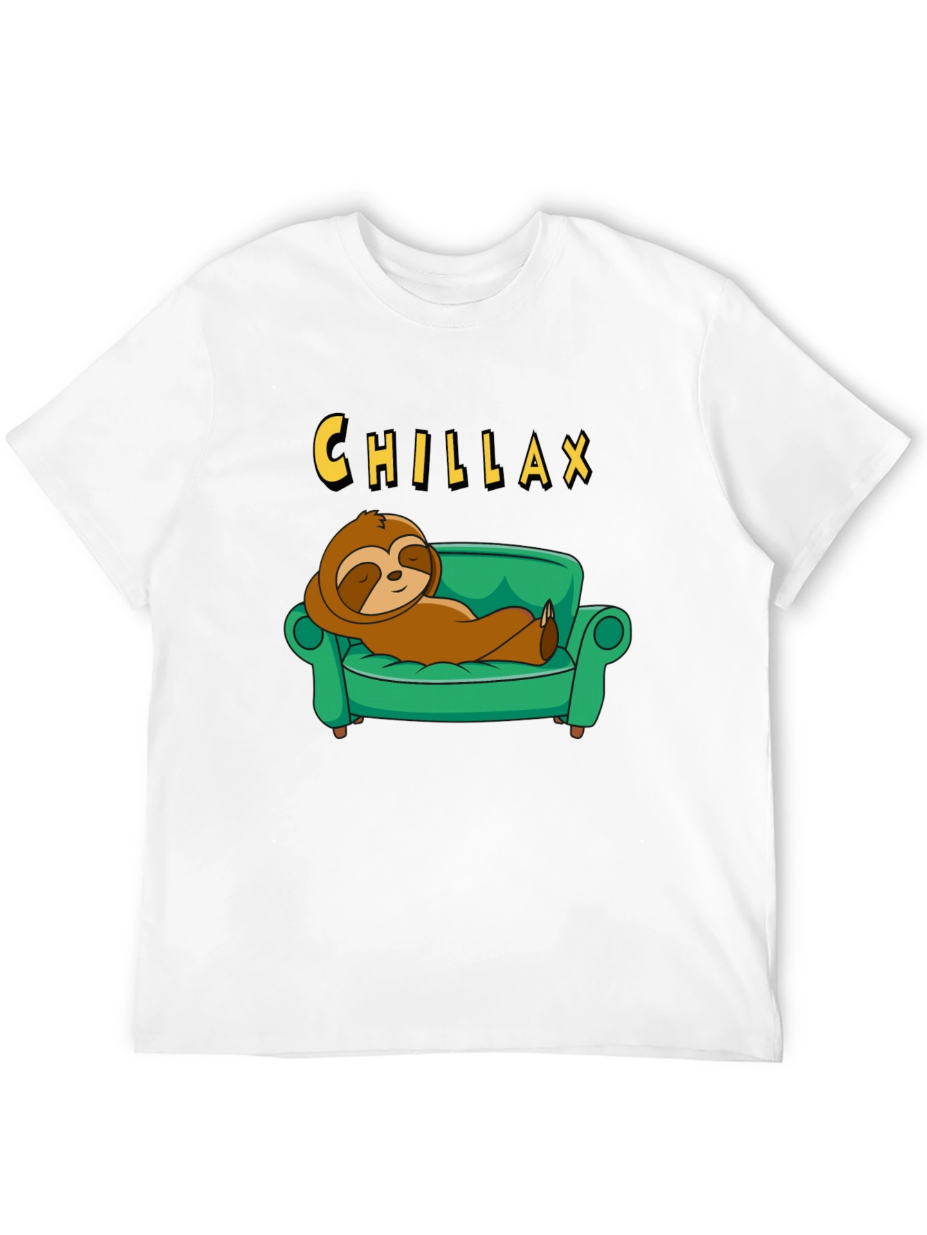 Chillax Sloth on Couch Graphic Tee - Relaxed Style