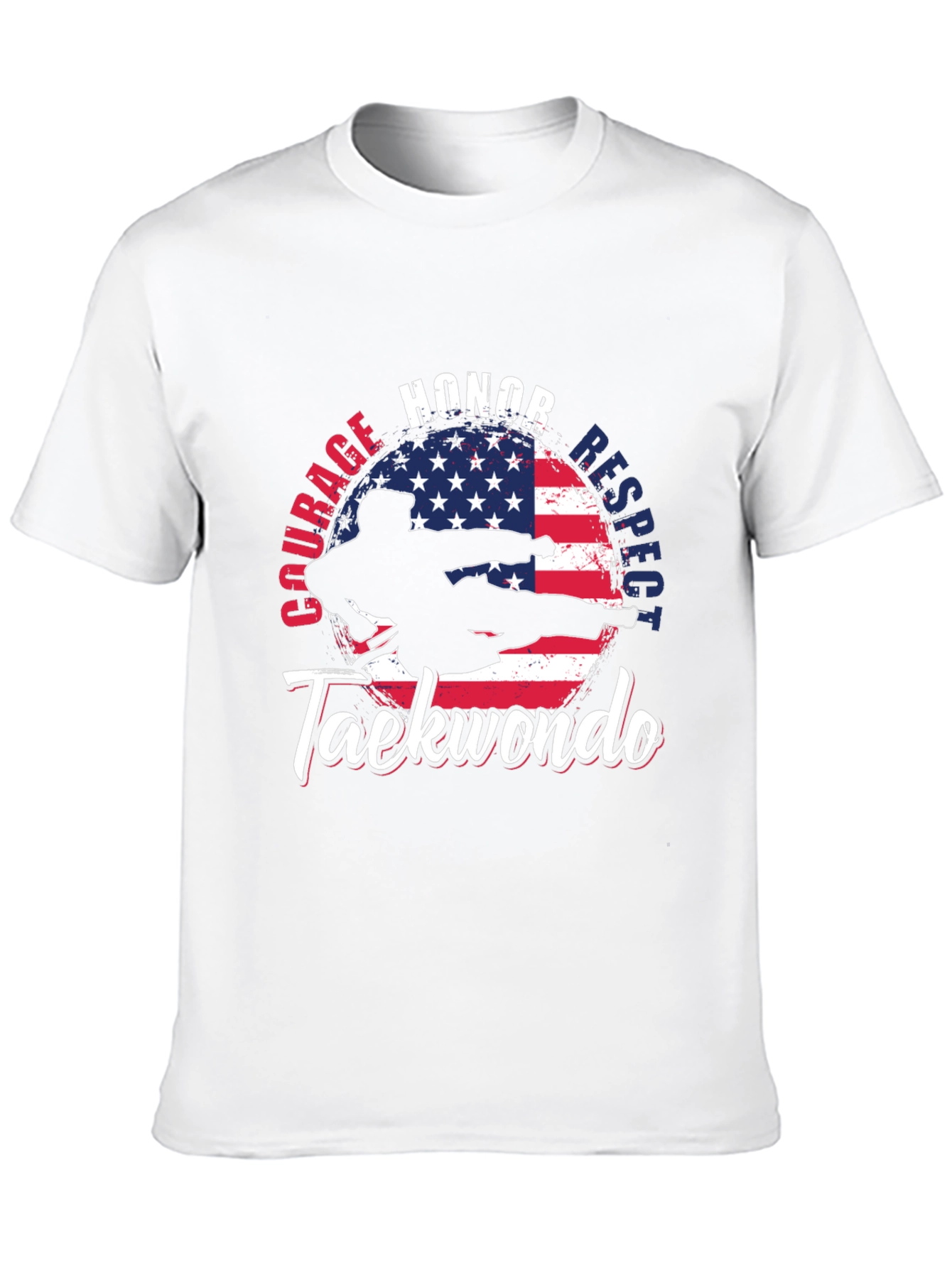 Taekwondo USA Flag T-Shirt: Honor Courage Respect