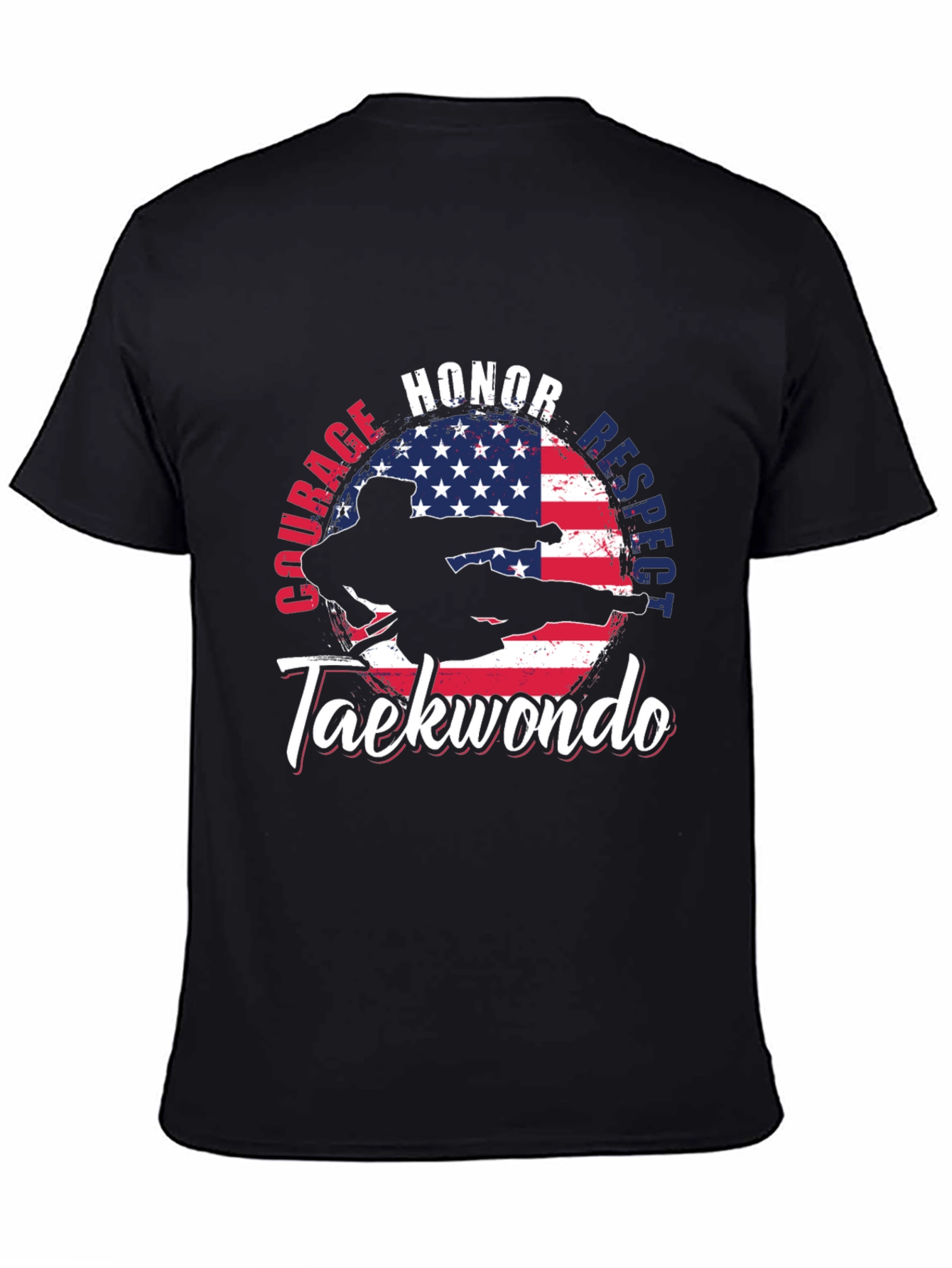 Taekwondo USA Flag T-Shirt: Honor Courage Respect
