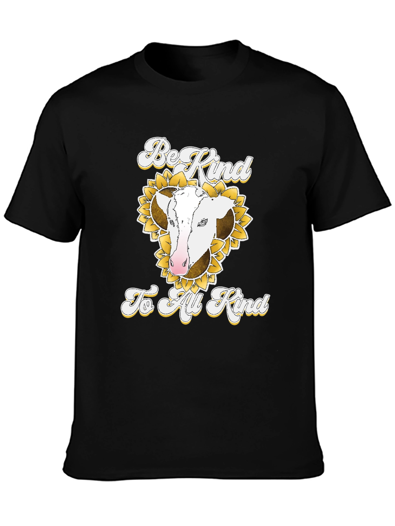 Be Kind to All Kind Cow Sunflower Graphic T-Shirt