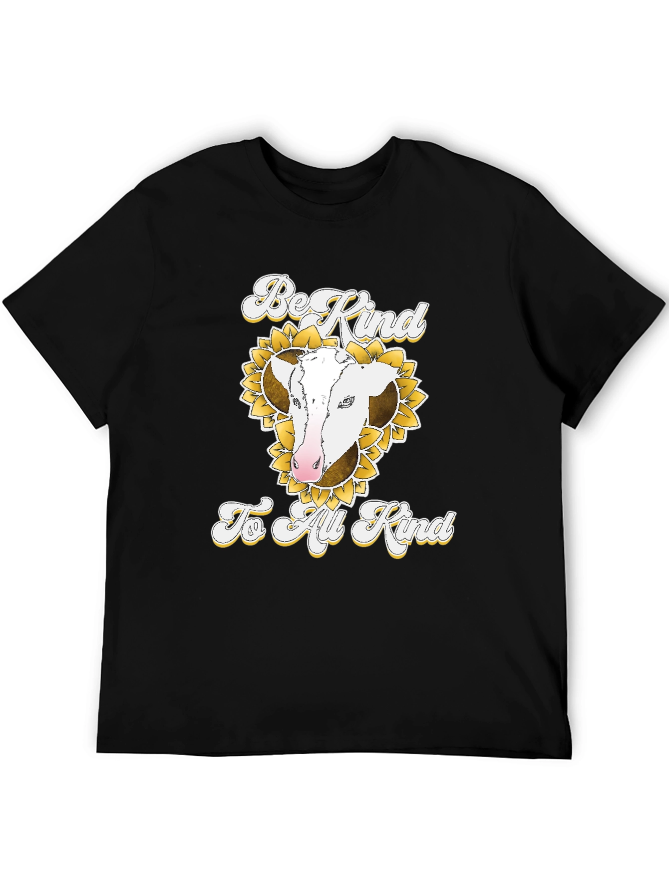 Be Kind to All Kind Cow Sunflower Graphic T-Shirt