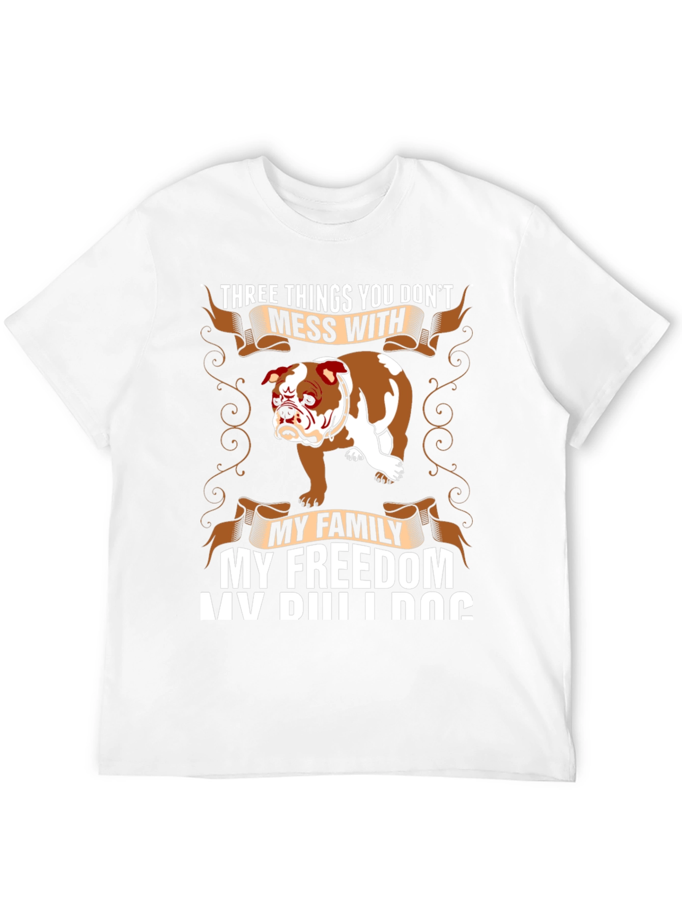 Bulldog Tee: Dont Mess With My Family Freedom Dog