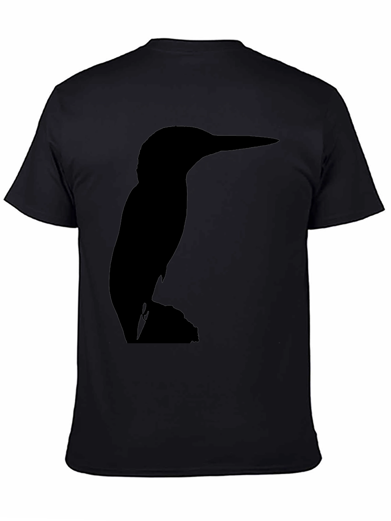 Kingfisher Bird Silhouette Black T-Shirt