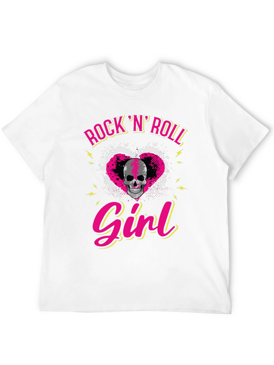 Rock N Roll Girl Skull Graphic T-Shirt