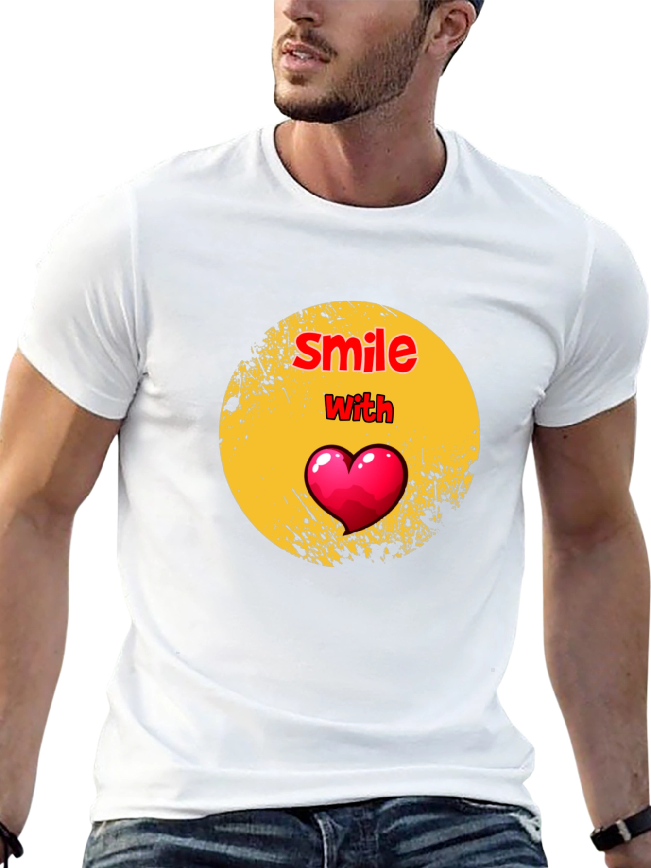 Smile With Heart Graphic Black T-Shirt