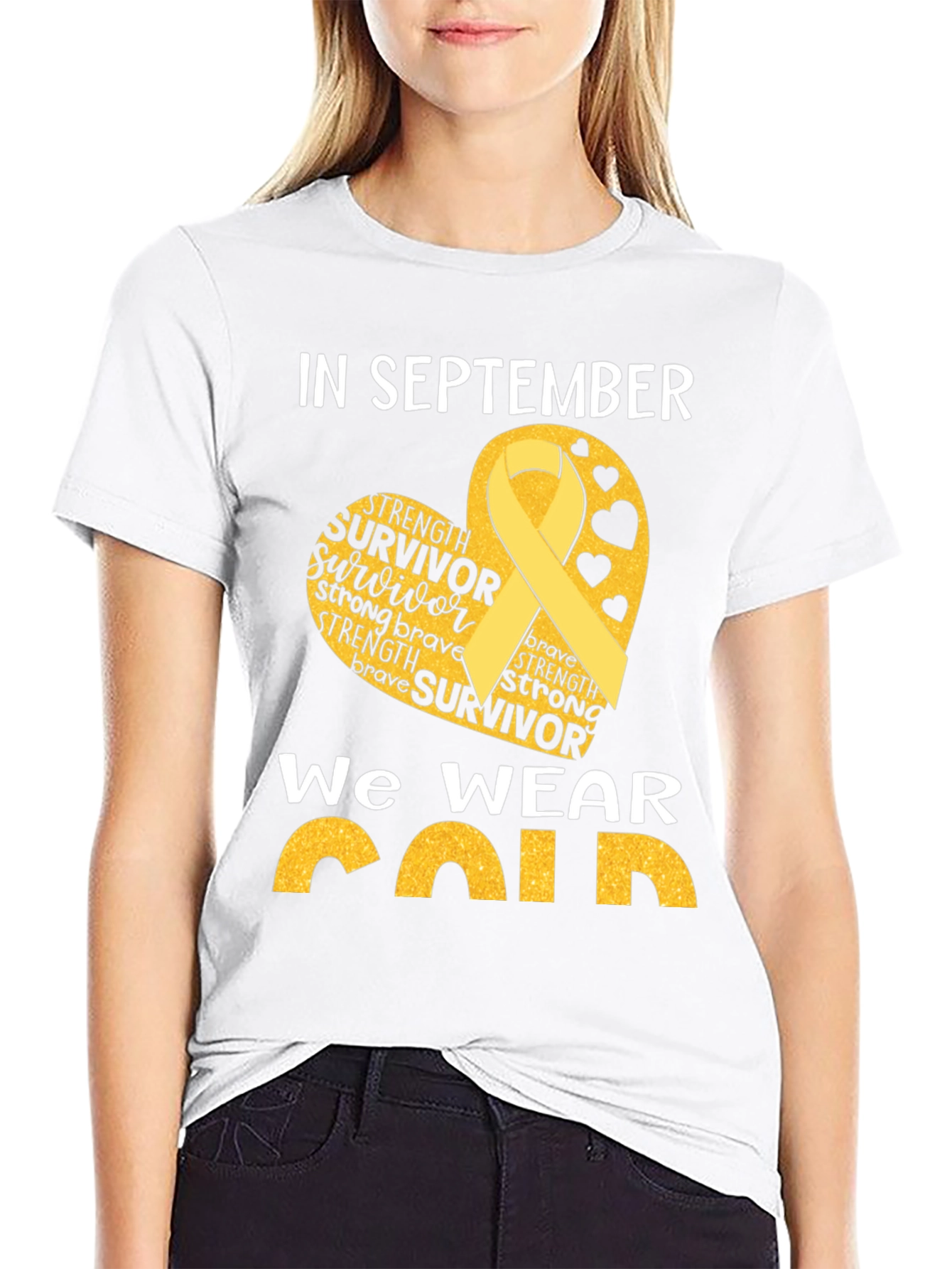 In September We Wear Gold Childhood Cancer Awareness T-Shirt