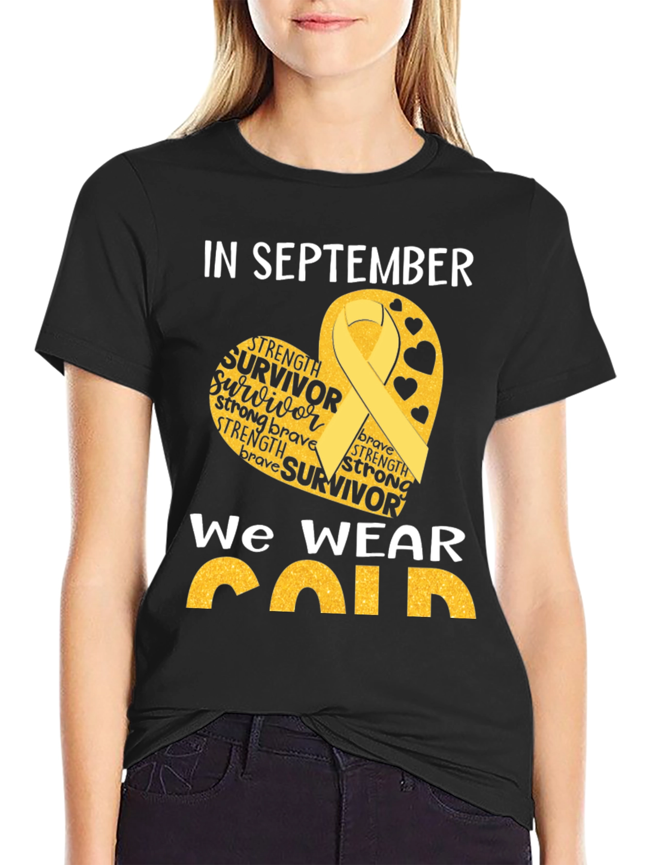 In September We Wear Gold Childhood Cancer Awareness T-Shirt