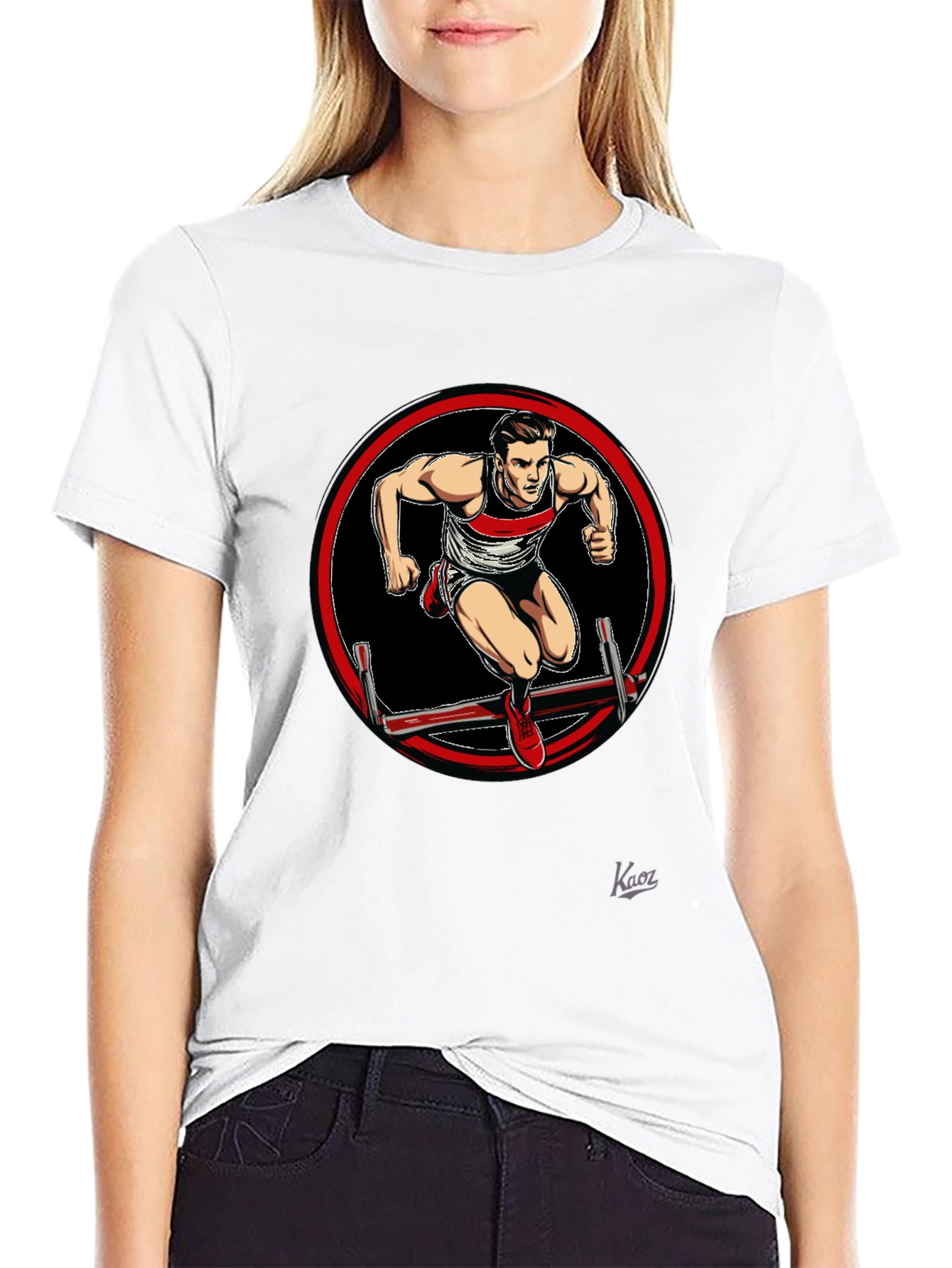 Athlete Hurdler Graphic Black T-Shirt