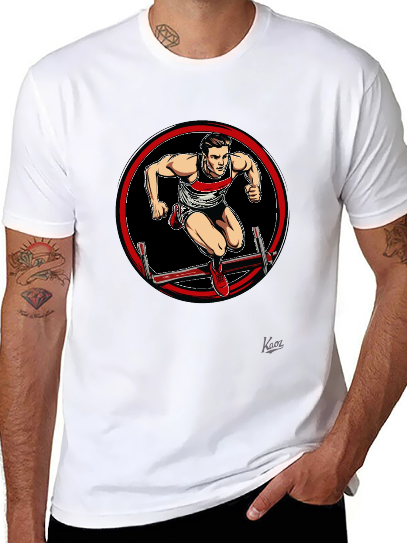 Athlete Hurdler Graphic Black T-Shirt