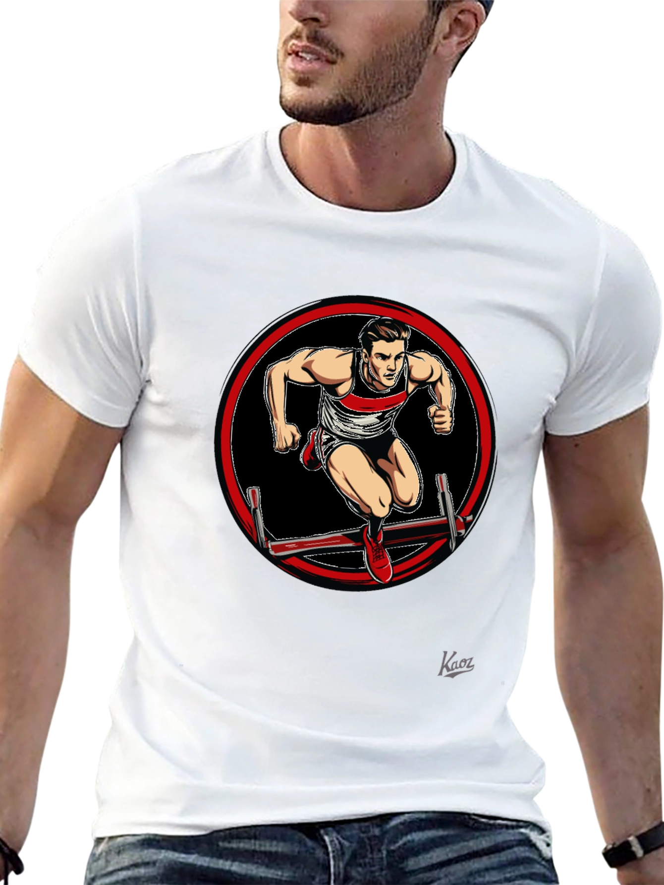 Athlete Hurdler Graphic Black T-Shirt