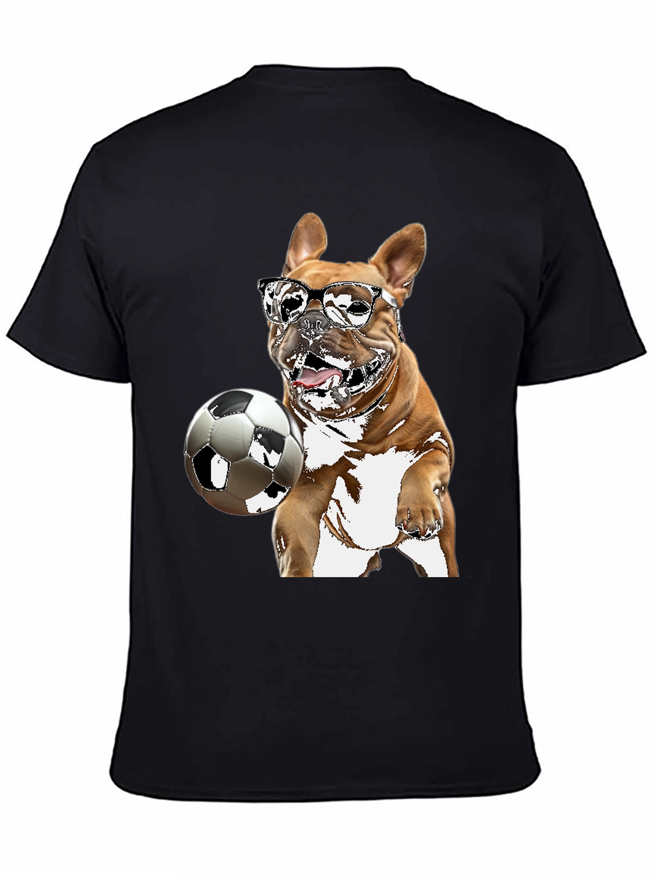 Dog Soccer T-Shirt - Black Graphic Tee