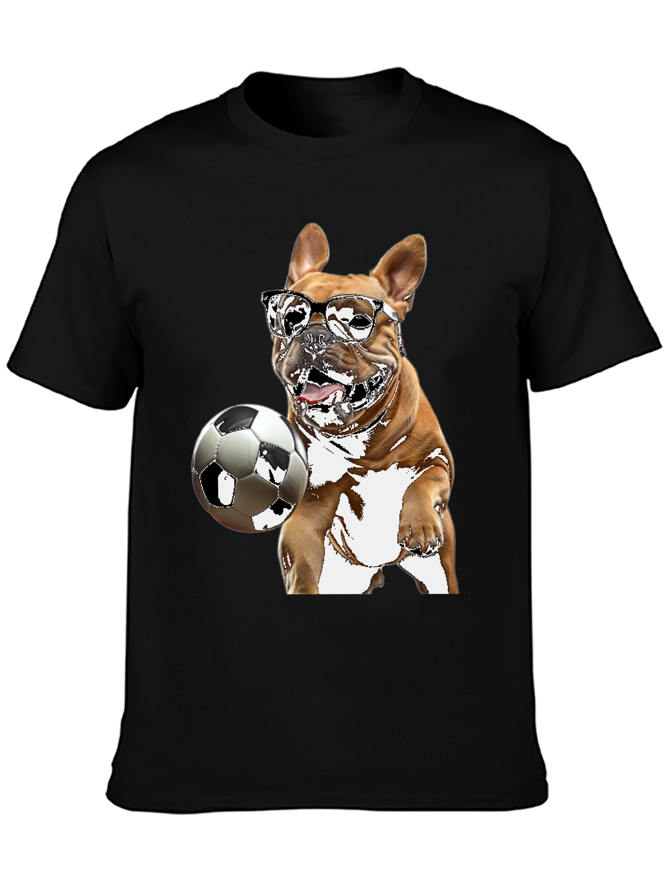 Dog Soccer T-Shirt - Black Graphic Tee