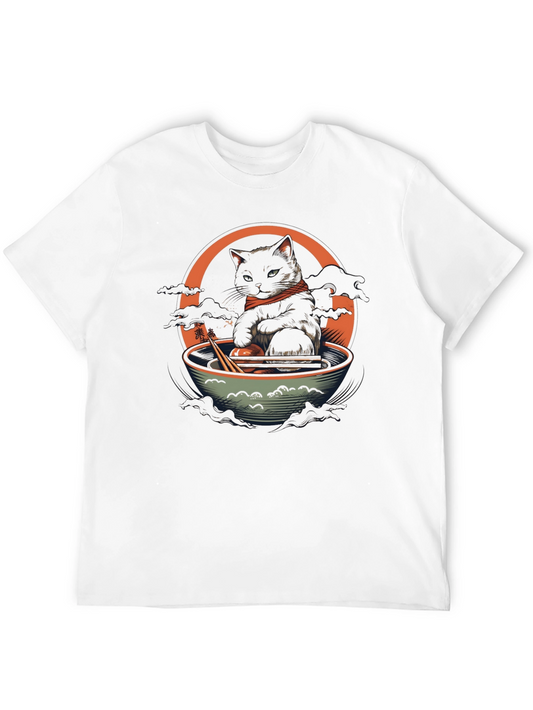 Cat Ramen Bowl Graphic Tee - Unique Design