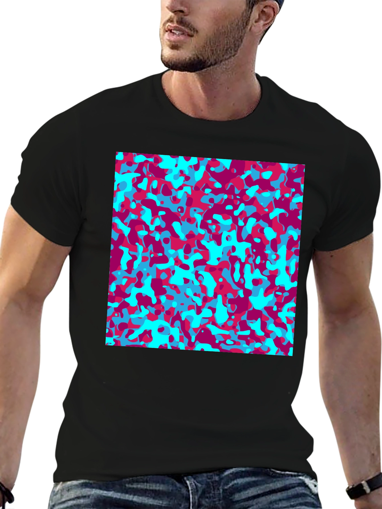 Abstract Camo Print T-Shirt - Stylish Graphic Tee