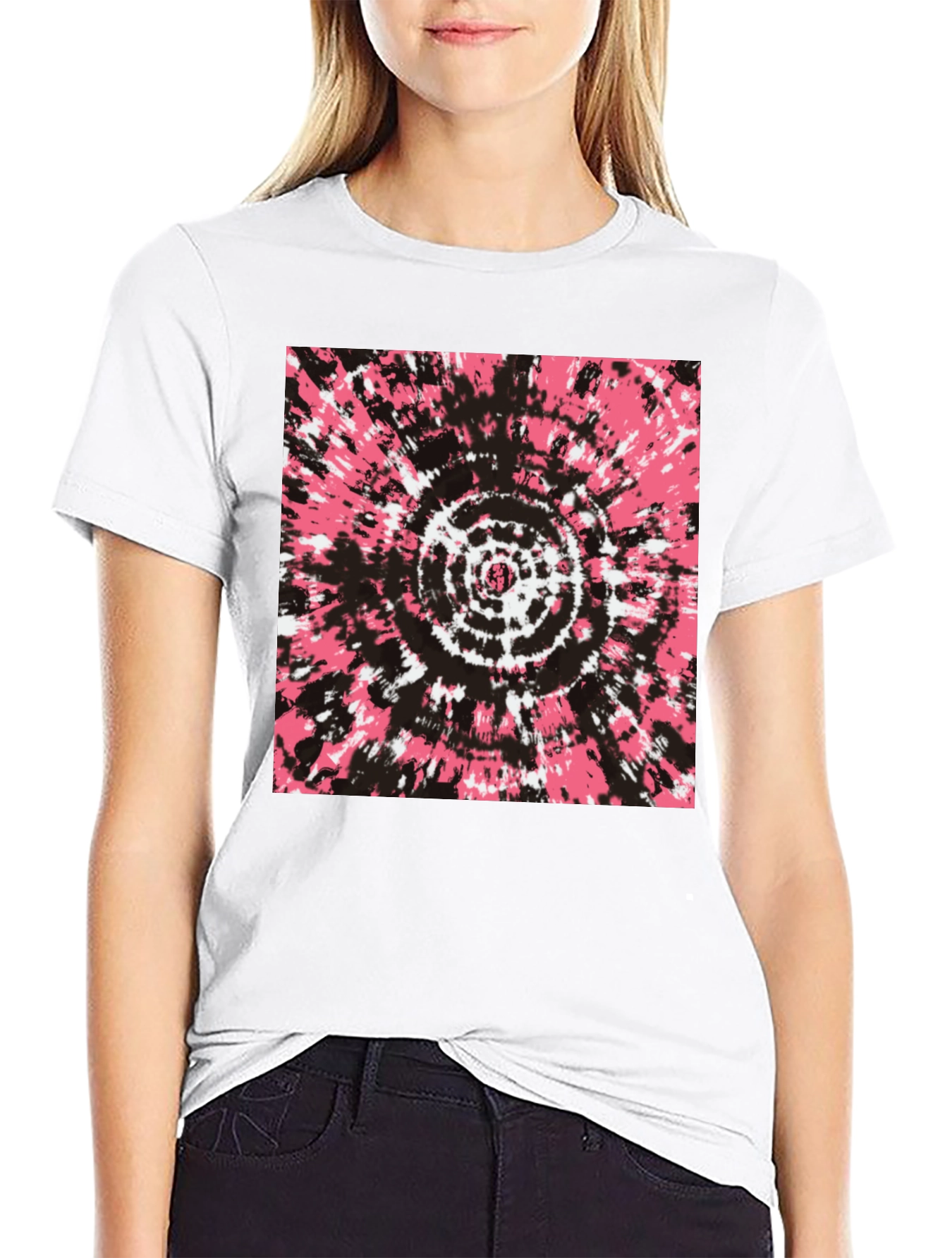 Retro Tie-Dye Graphic Tee - Black