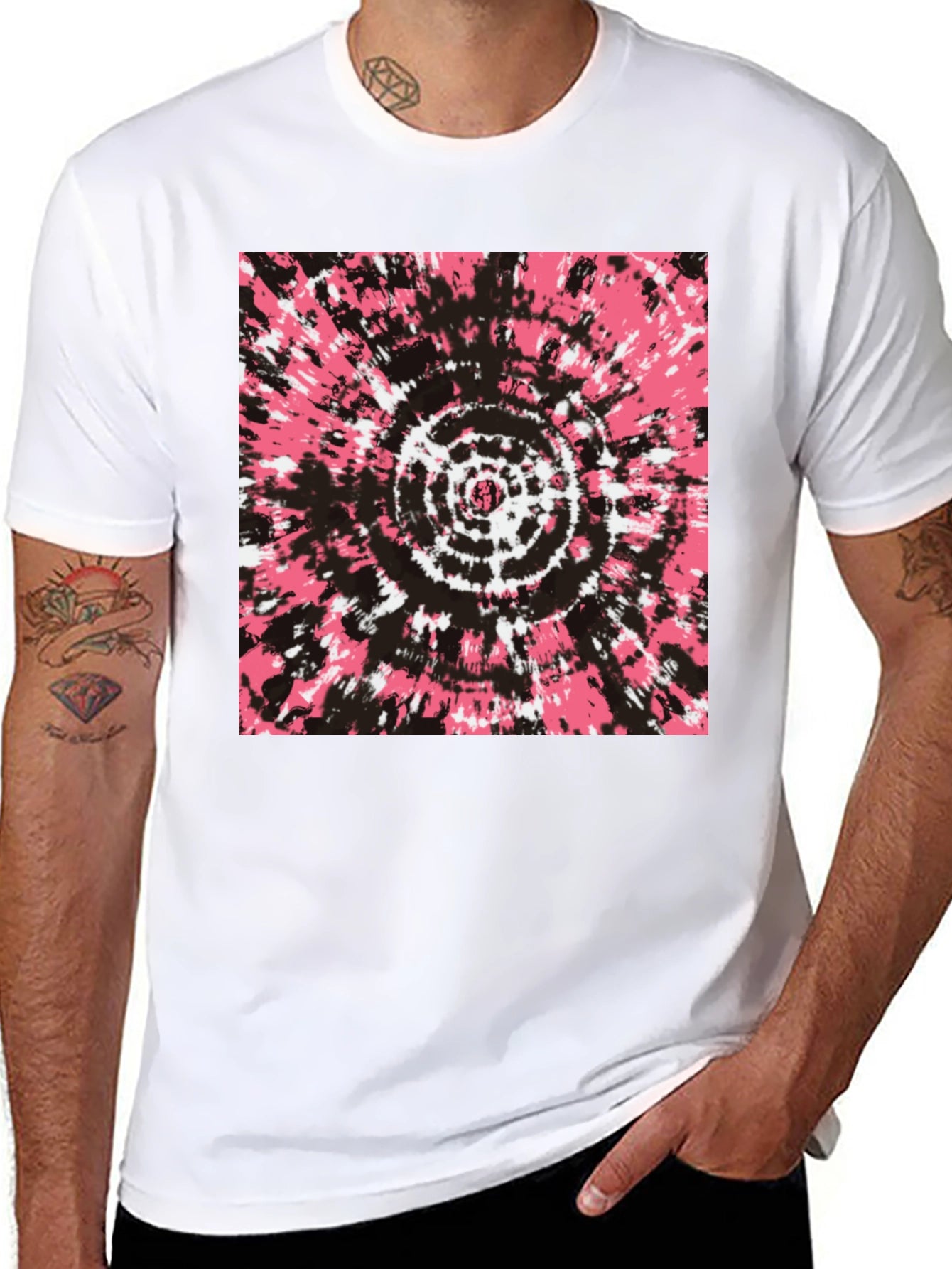 Retro Tie-Dye Graphic Tee - Black