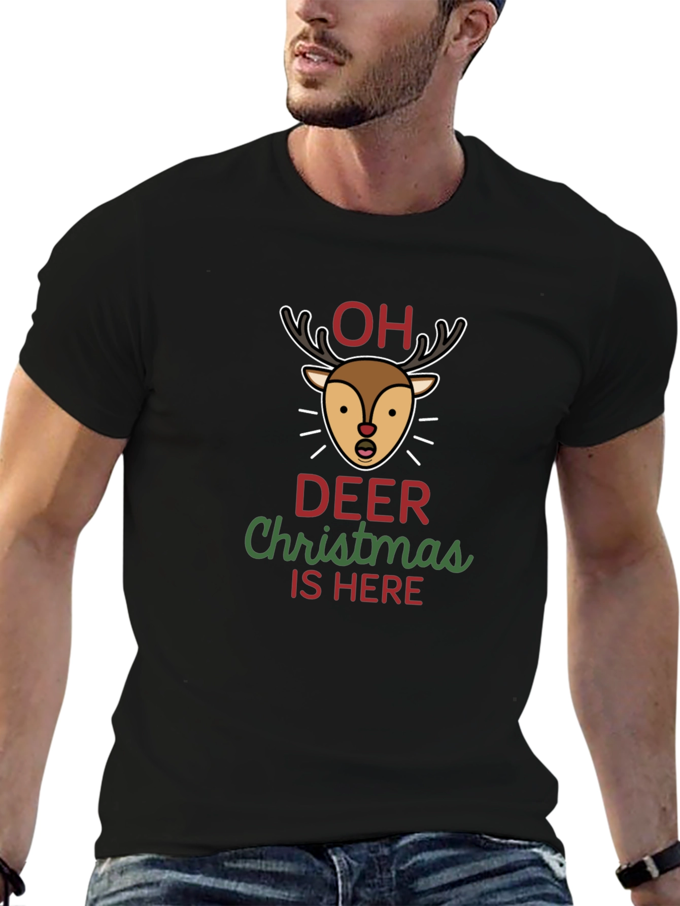 Funny Oh Deer Christmas is Here Graphic T-Shirt