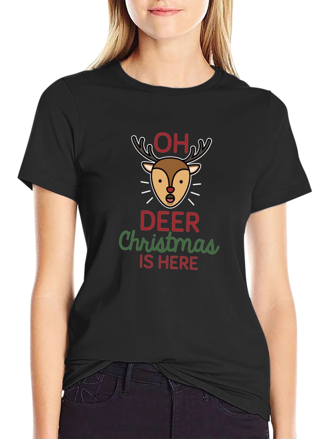 Funny Oh Deer Christmas is Here Graphic T-Shirt