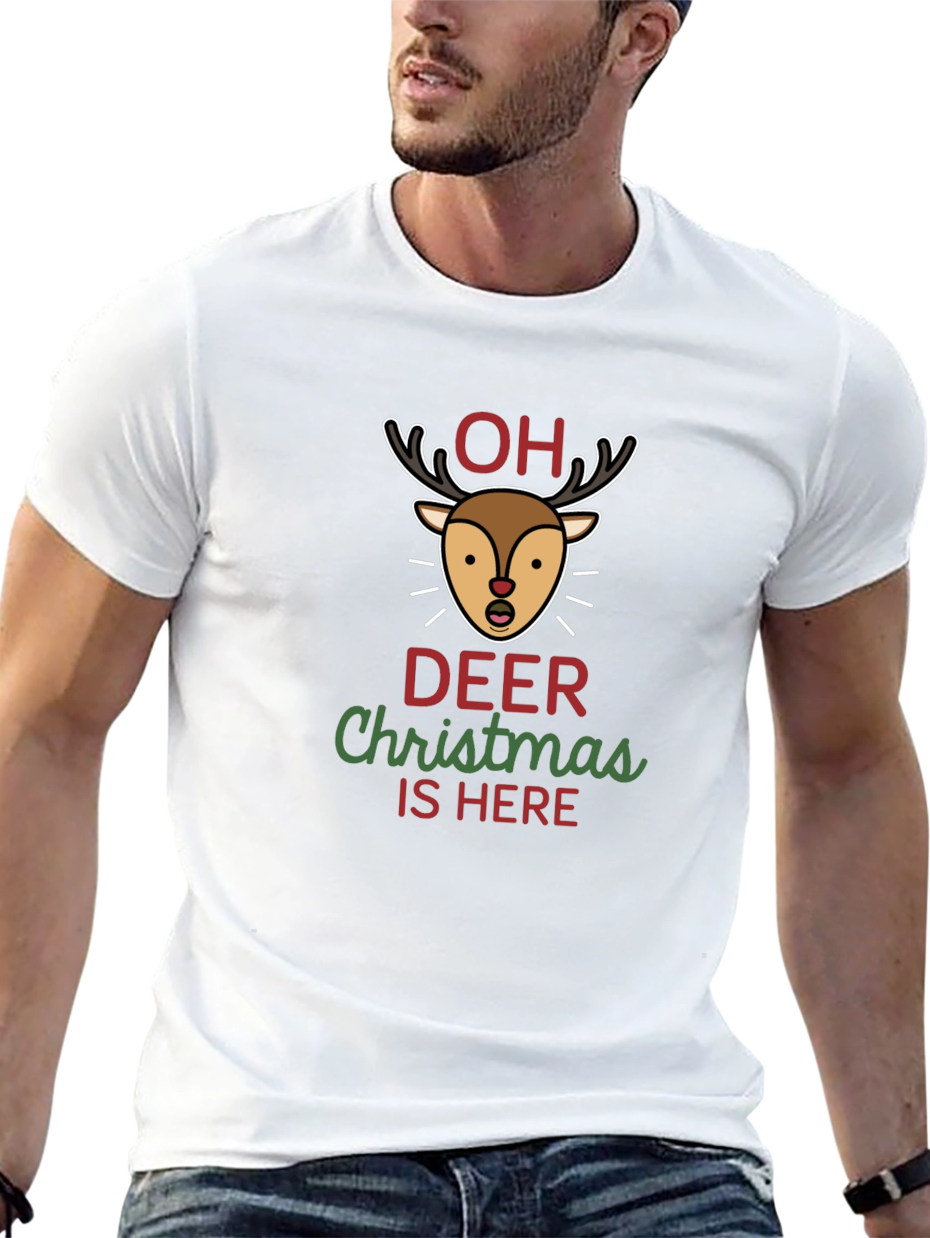 Funny Oh Deer Christmas is Here Graphic T-Shirt