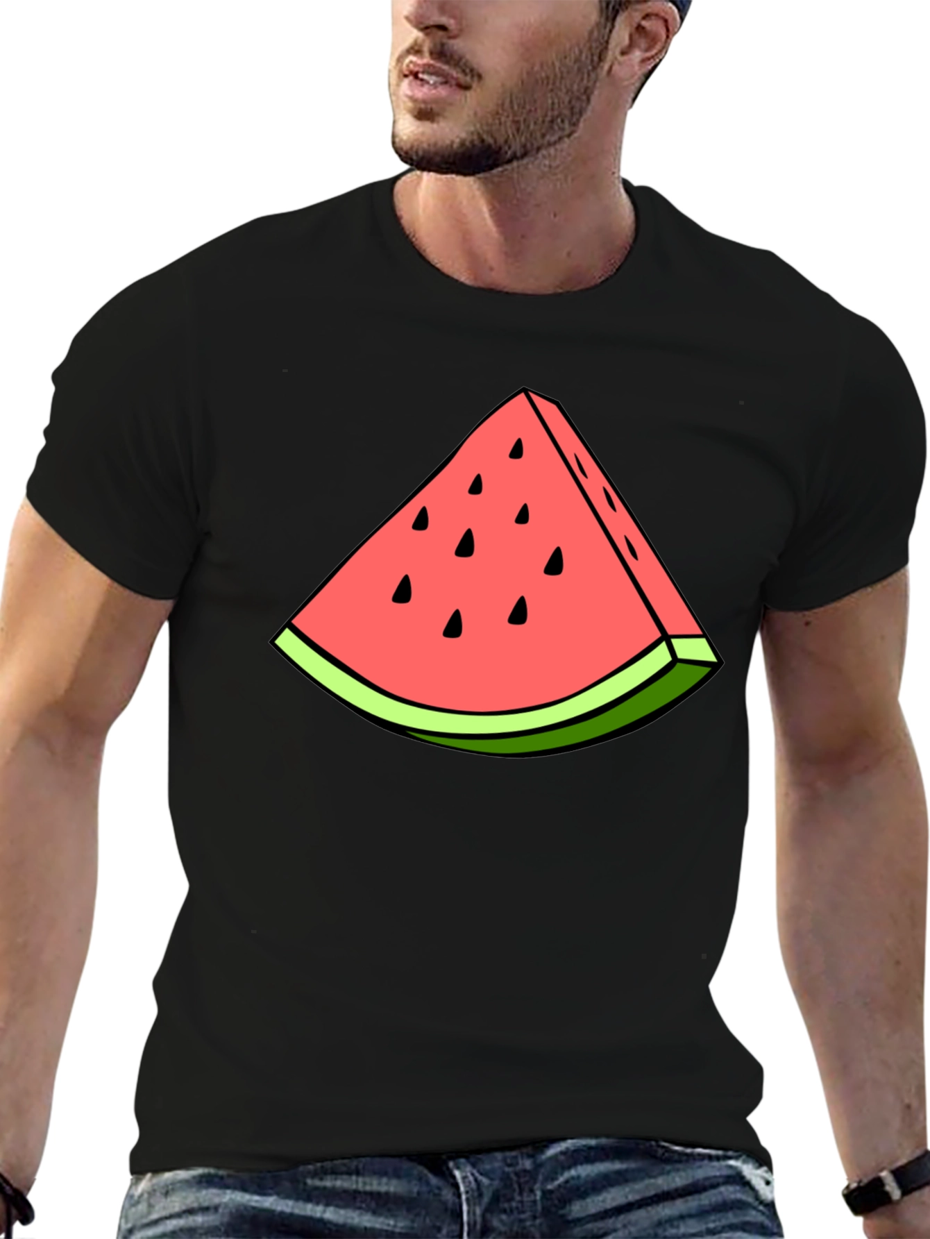Watermelon Slice Graphic Tee - Casual Cotton T-Shirt