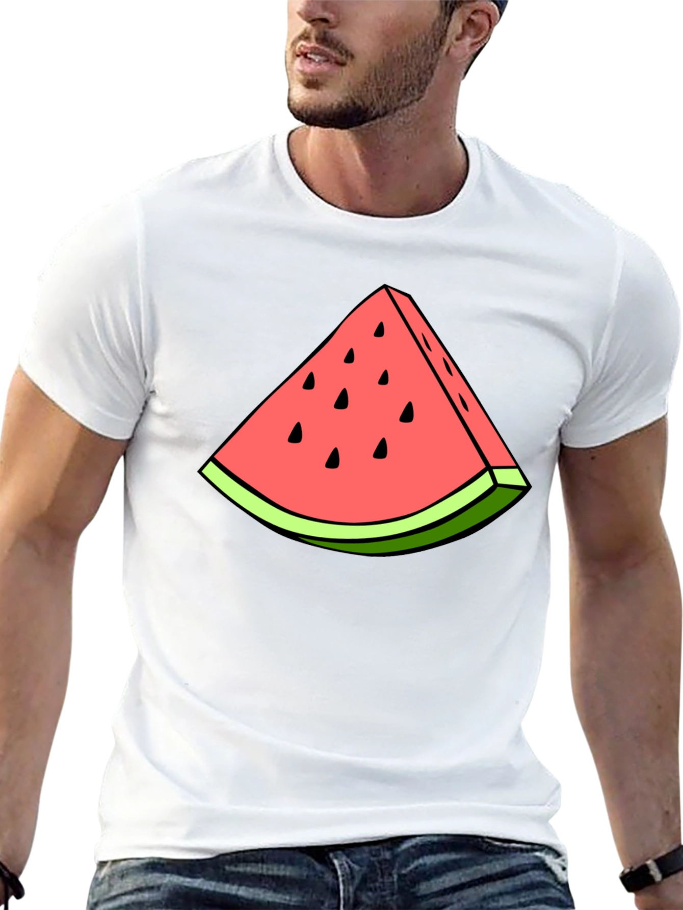 Watermelon Slice Graphic Tee - Casual Cotton T-Shirt