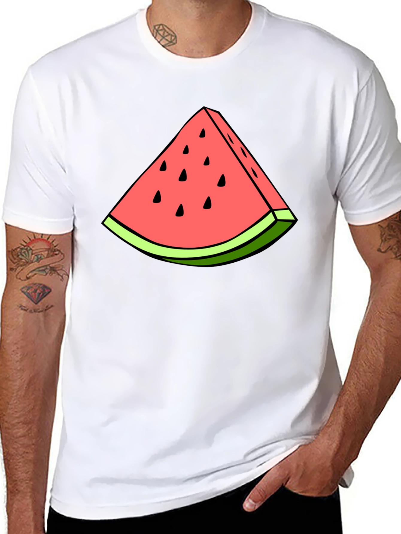 Watermelon Slice Graphic Tee - Casual Cotton T-Shirt