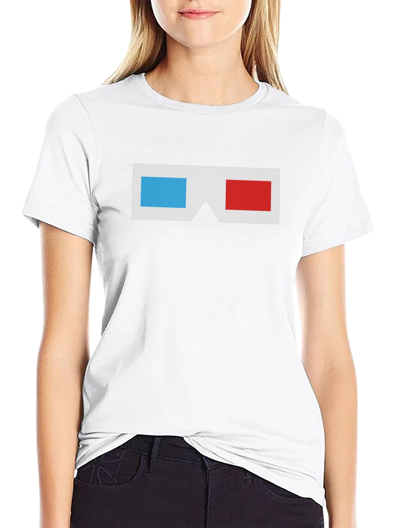 Retro 3D Glasses Graphic Tee - Black