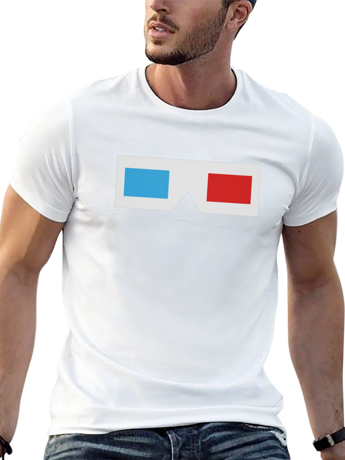 Retro 3D Glasses Graphic Tee - Black