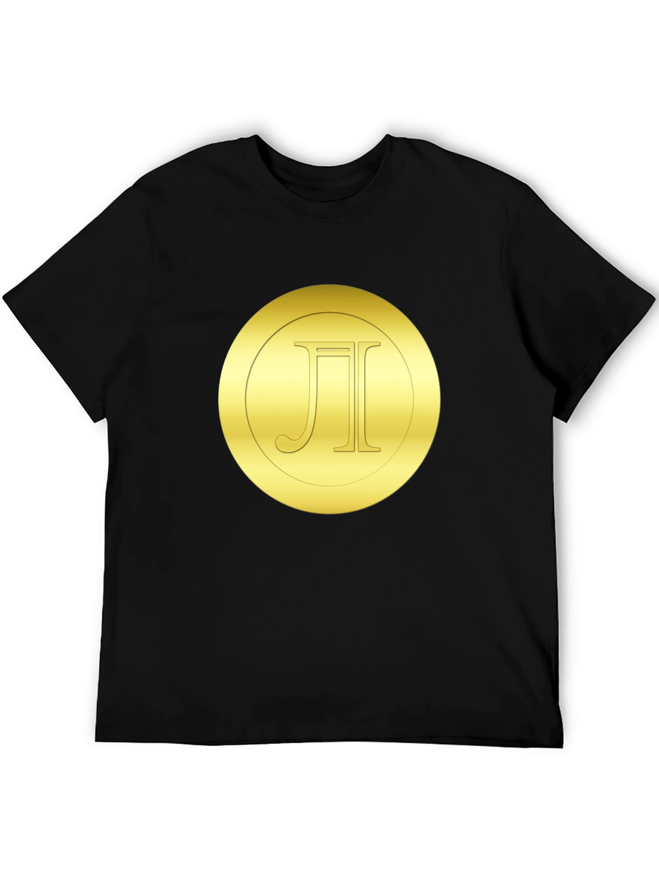Gold Monogram Circle Tee - Stylish Black T-Shirt