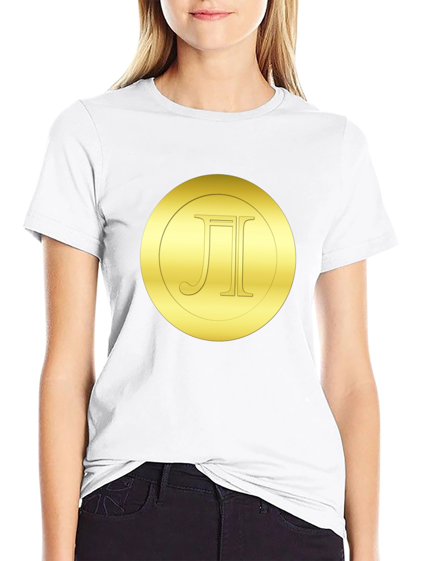 Gold Monogram Circle Tee - Stylish Black T-Shirt