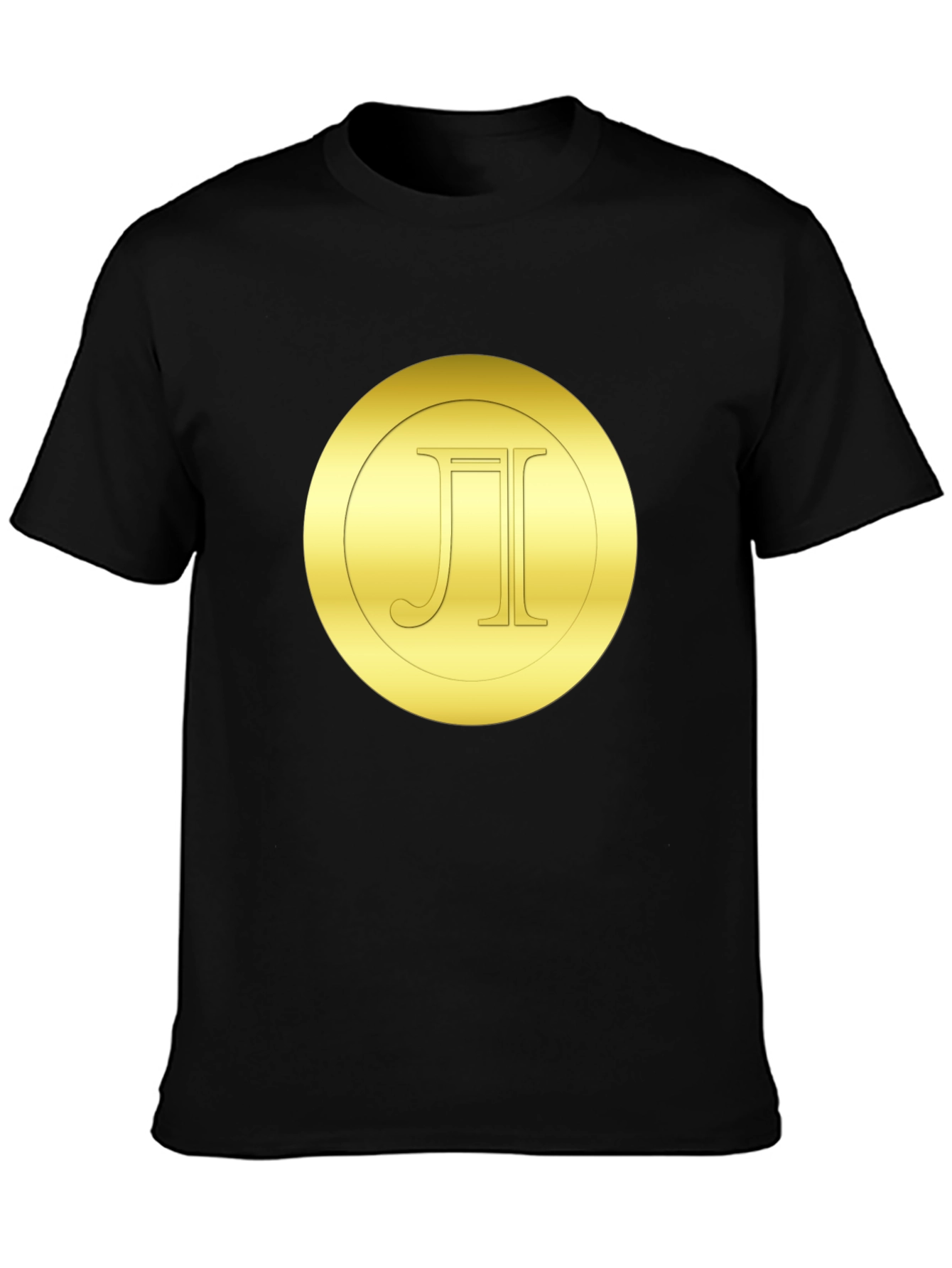 Gold Monogram Circle Tee - Stylish Black T-Shirt