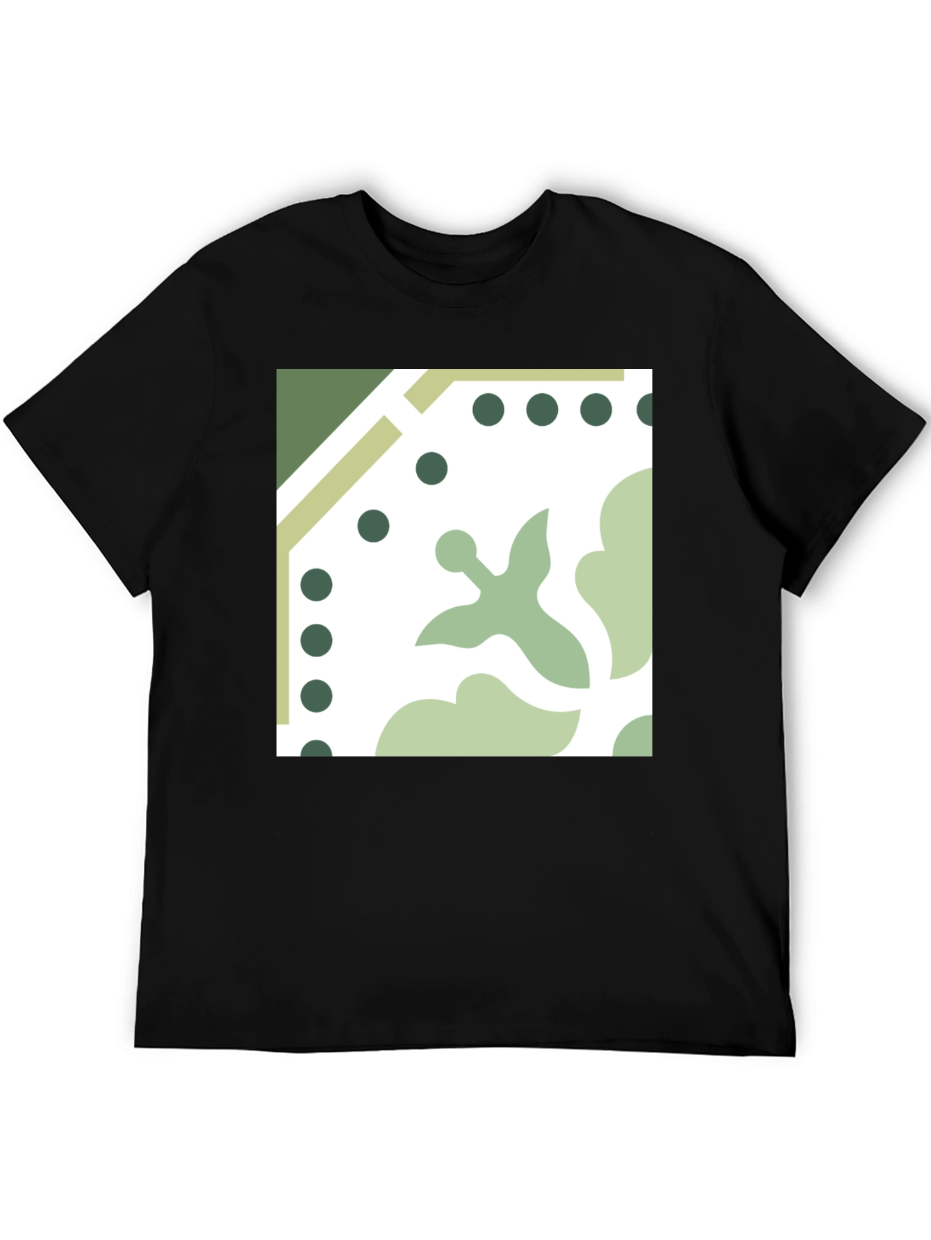 Stylish Black Tee with Geometric Tile Print