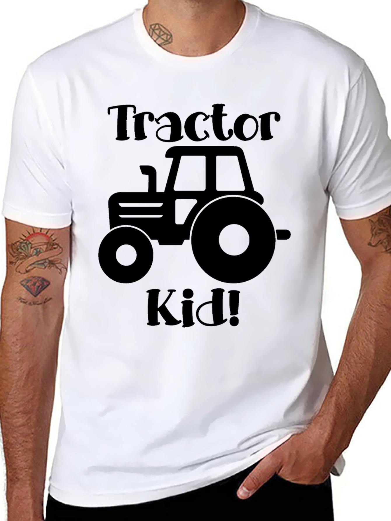Tractor Kid T-Shirt - Black Cotton Tee