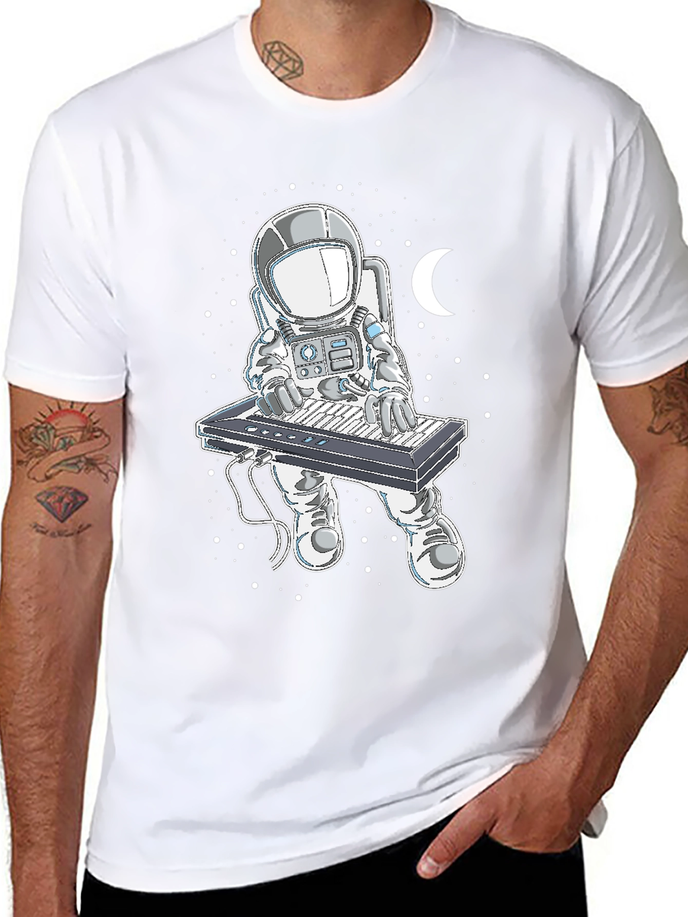Astronaut Keyboard Player Graphic T-Shirt